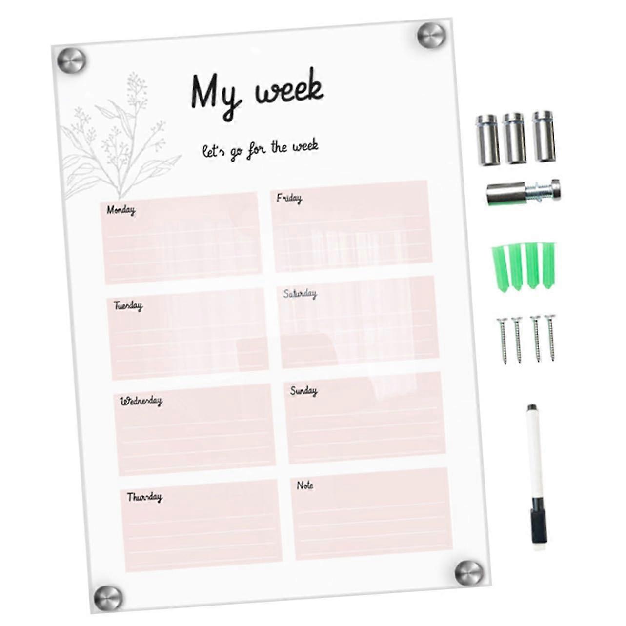 1Set Hanging Message Board Reusable Writing Memo Sign for Door Wall Transparent Dry Erase Board for Home Office Organization Ref: 2487