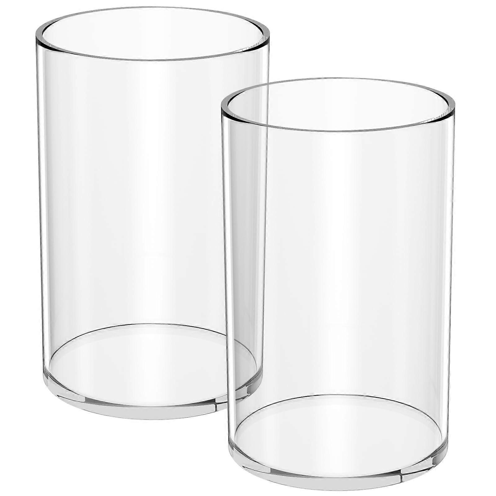 Acrylic Pen Holder 2 Pack,Clear Desktop Pencil Cup Stationery Organizer for Office Desk Accessory Round