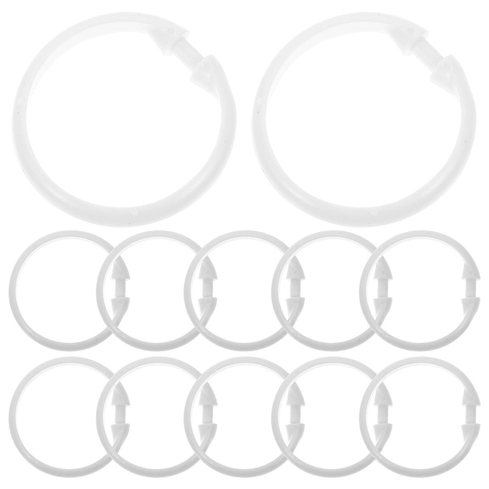 12 Pack White Plastic Bath Drape Rings, Rustproof Shower Curtain Hooks for Easy Gliding, Suitable for Bathroom & Dressing Room Use