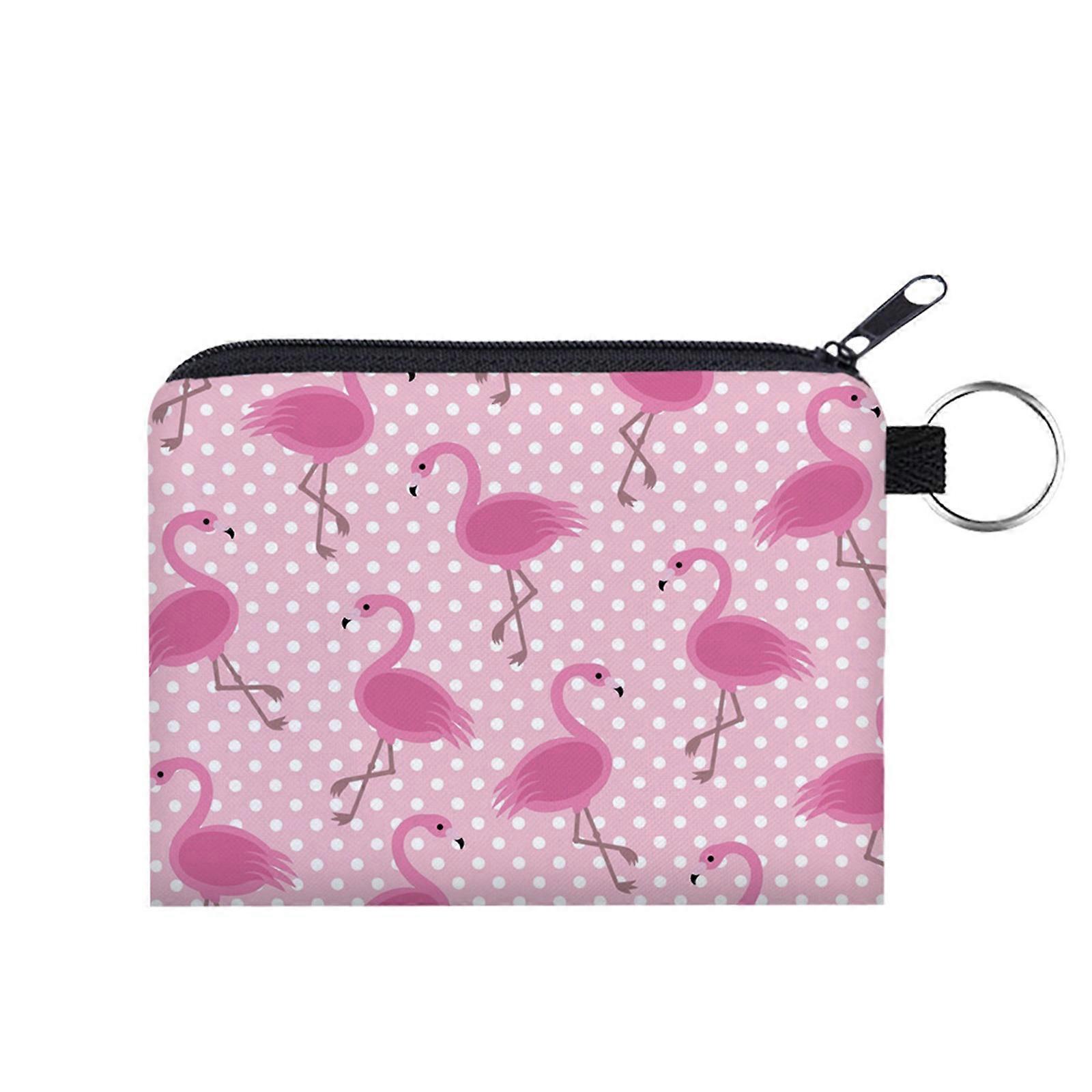 Trendy Small Wallet Durable Polyester Purse with Flamingo Print Change Bag for Men & Women Perfect for Coins Keys & More