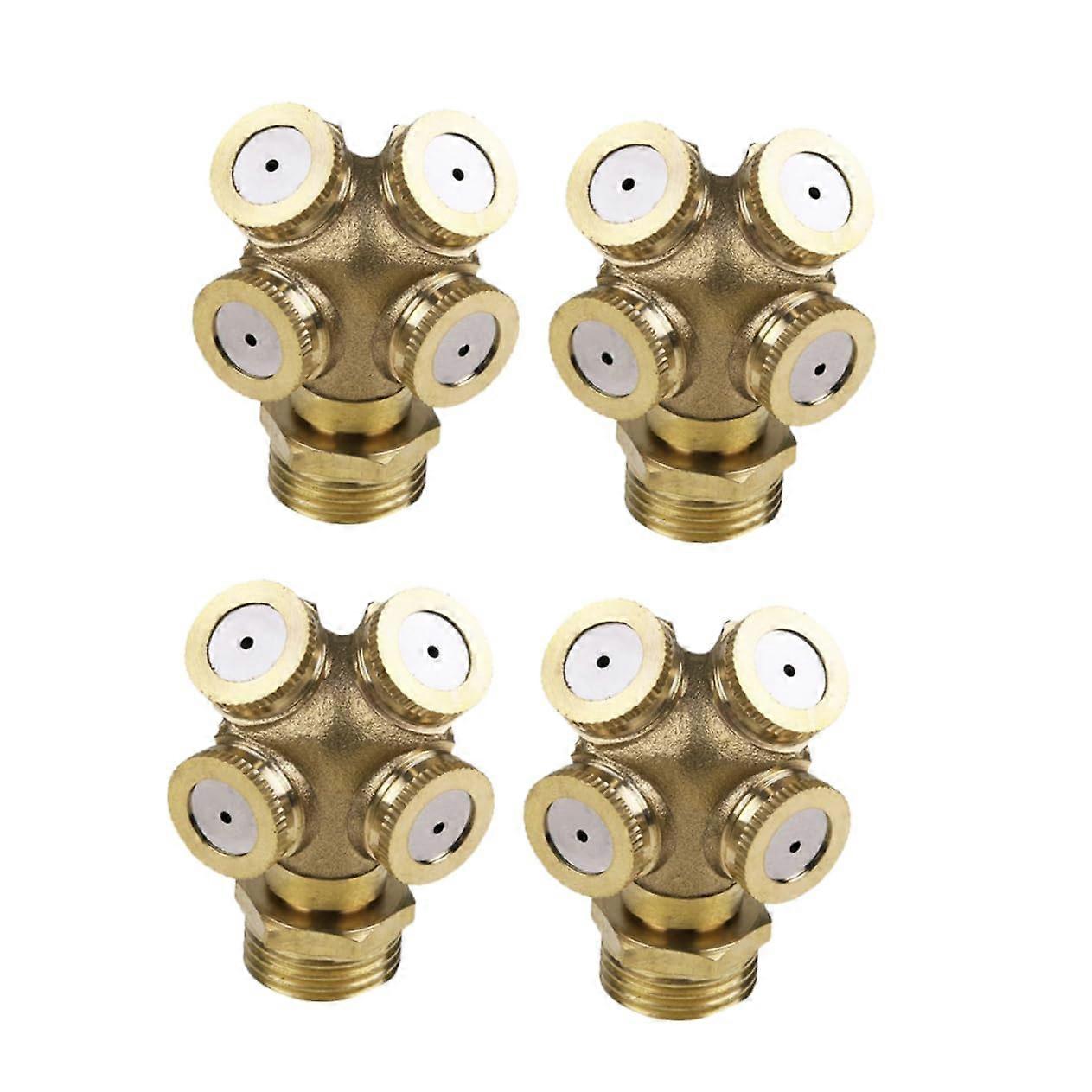 4 pieces garden spray nozzle brass with holes for mist irrigation external thread quick temperature reduction and largearea spray effect garden