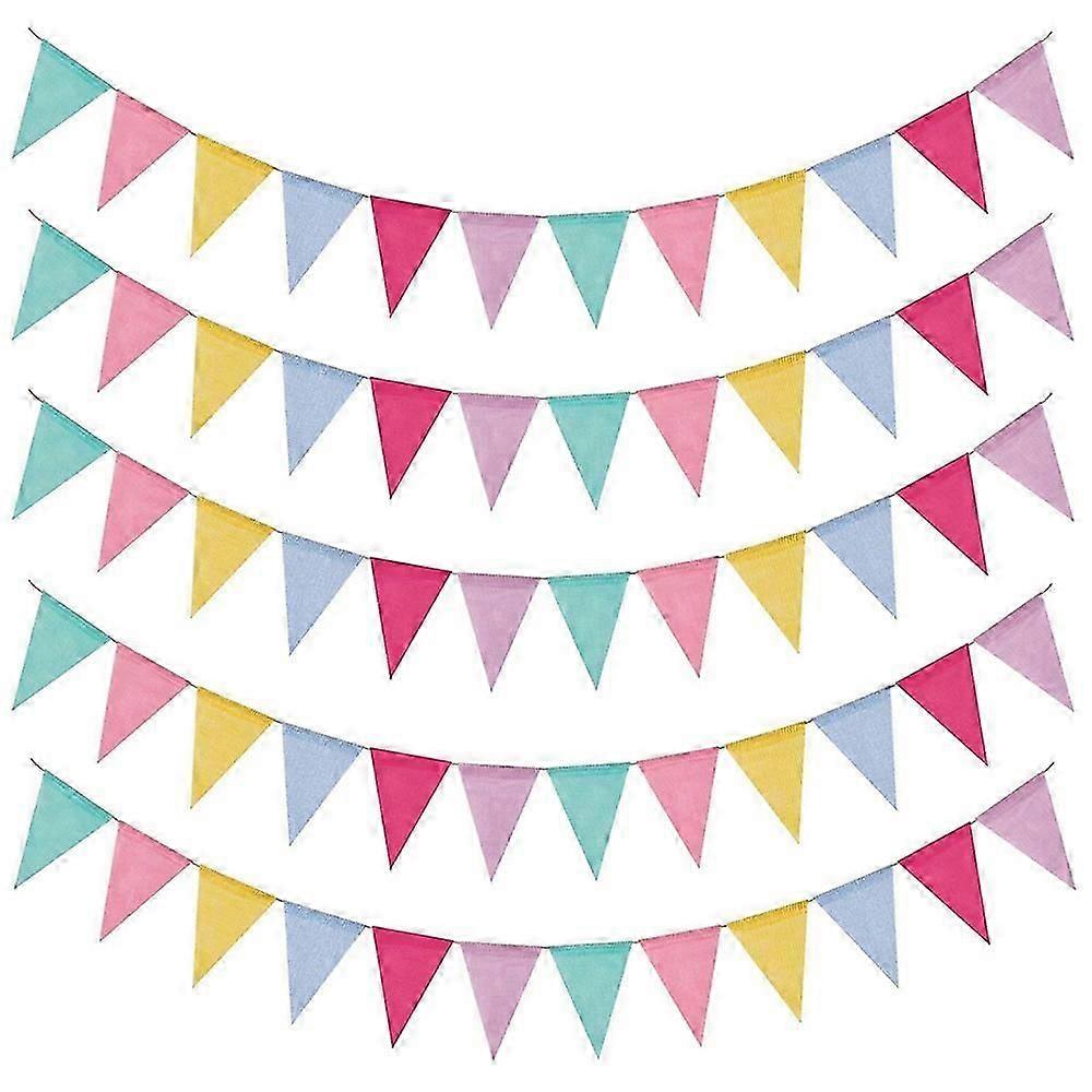 5 Pack udendørs bunting 60 flag have vandtæt flerfarvet imiteret linned Tredobbelt hjørneindretning til W
