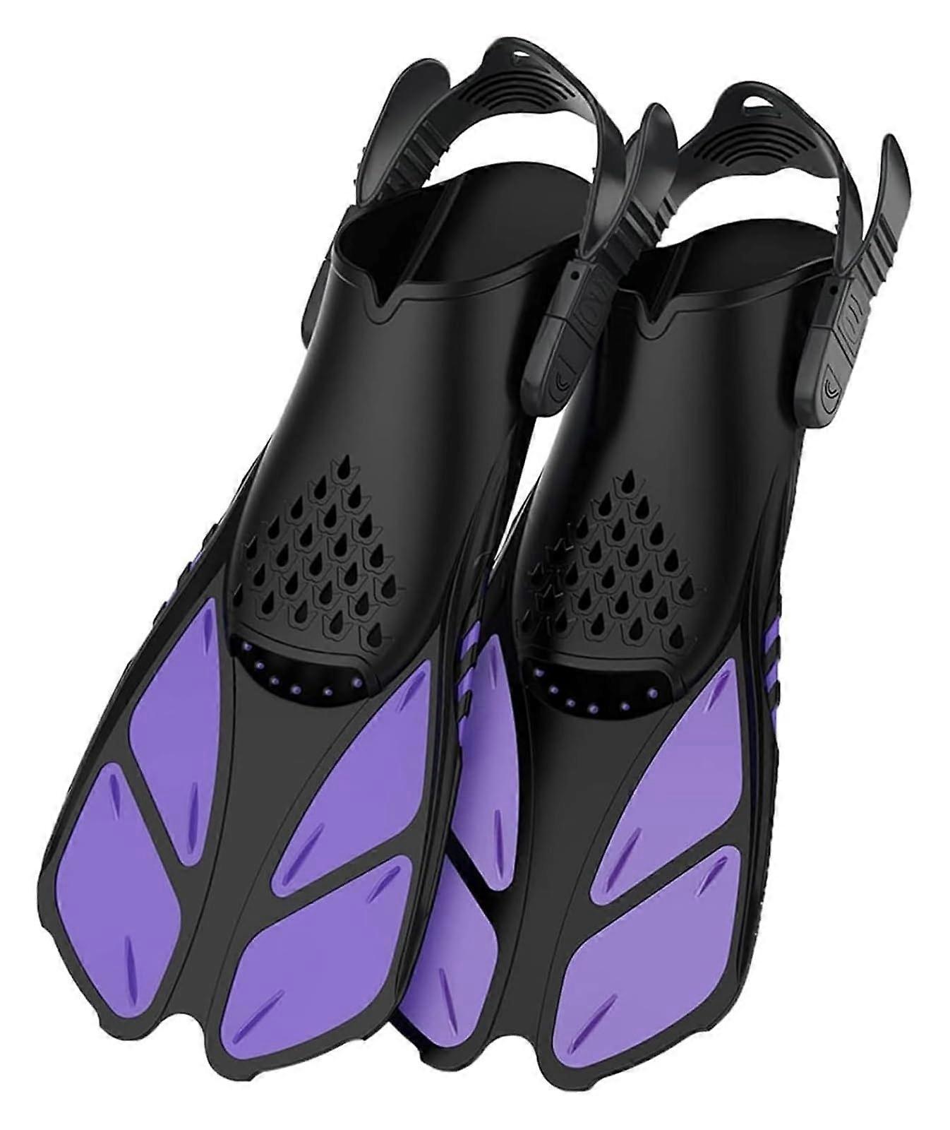 Snorkeling f, adjustable buckles, swimming f, short diving shoes, silicone, open heel, travel size, training f (Purple, LXL)