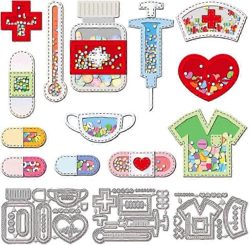 قطع اهتزاز طبي يموت موضوع المستشفى المعدني قطع يموت قطع يموت للبطاقات صنع ديكور سكرابوكينغ DIY زخرفة عطلة