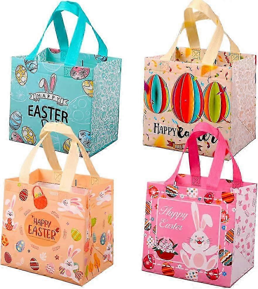 4-Pack Reusable Gift Totes with Handles for Easter Celebrations, Non-Woven Material