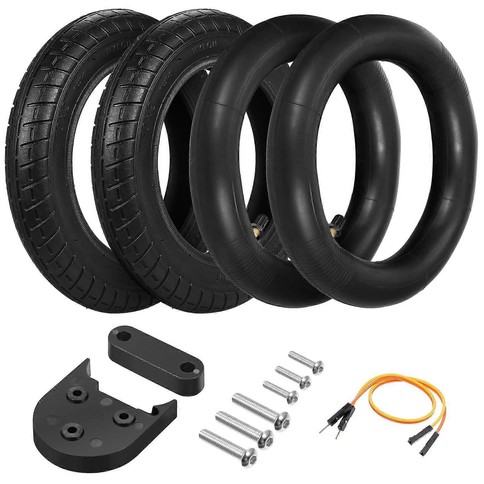 Electric Scooter 10*2.0 Tyre and Inner Tube Set Durable Inflated Rubber Includes 2 Outer Tyres 2 Inner Tubes and Installation Components Blac