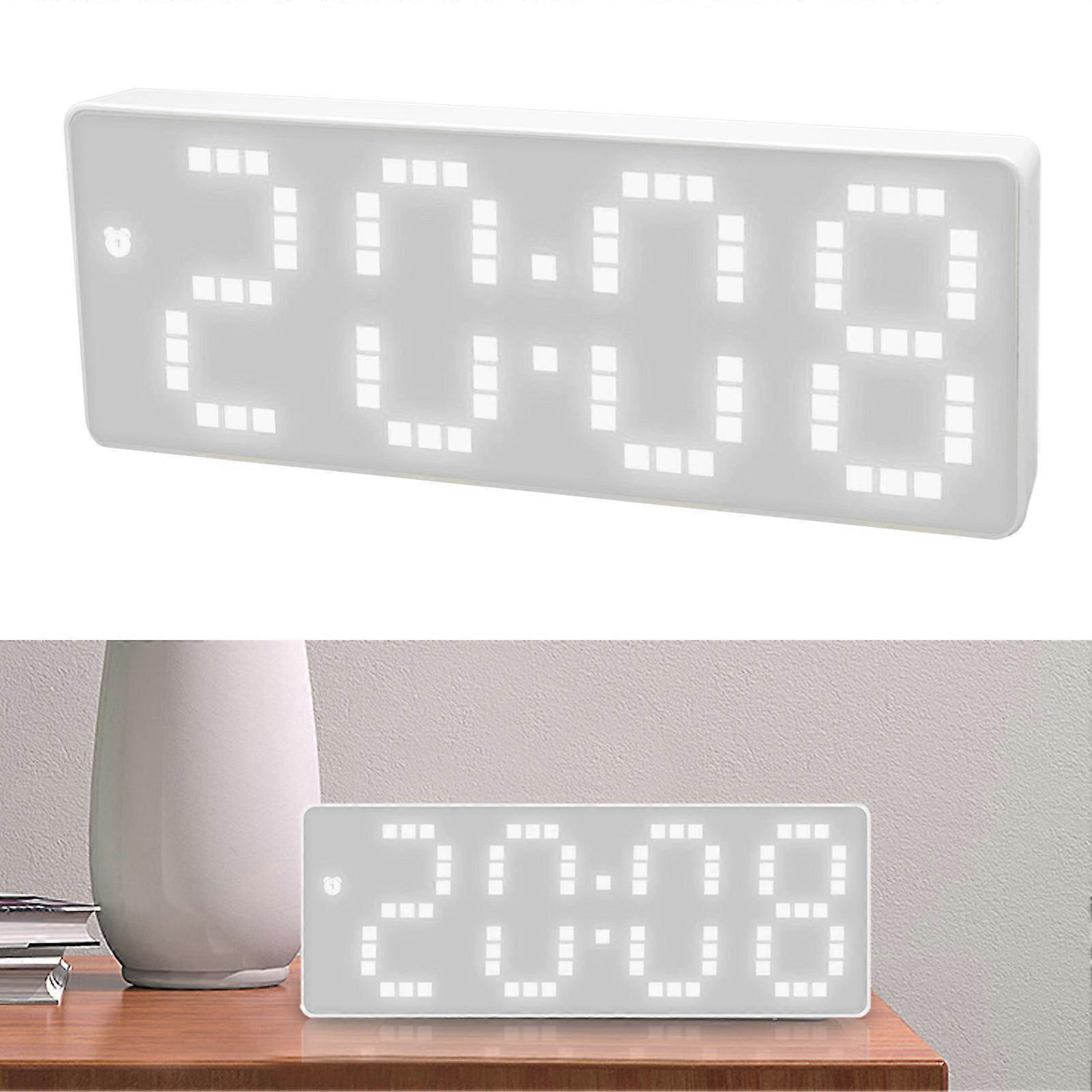 Alarm Clock Adjustable Brightness Electronic Clock LED Mirror Display Digital Clock for Students Bedroom Dormitory