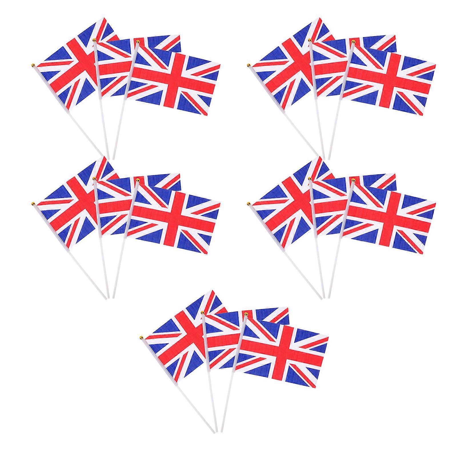 British Union Jack Handheld Flags Decorative Queen's Day Celebration 21x14cm Assorted Color 50Pack