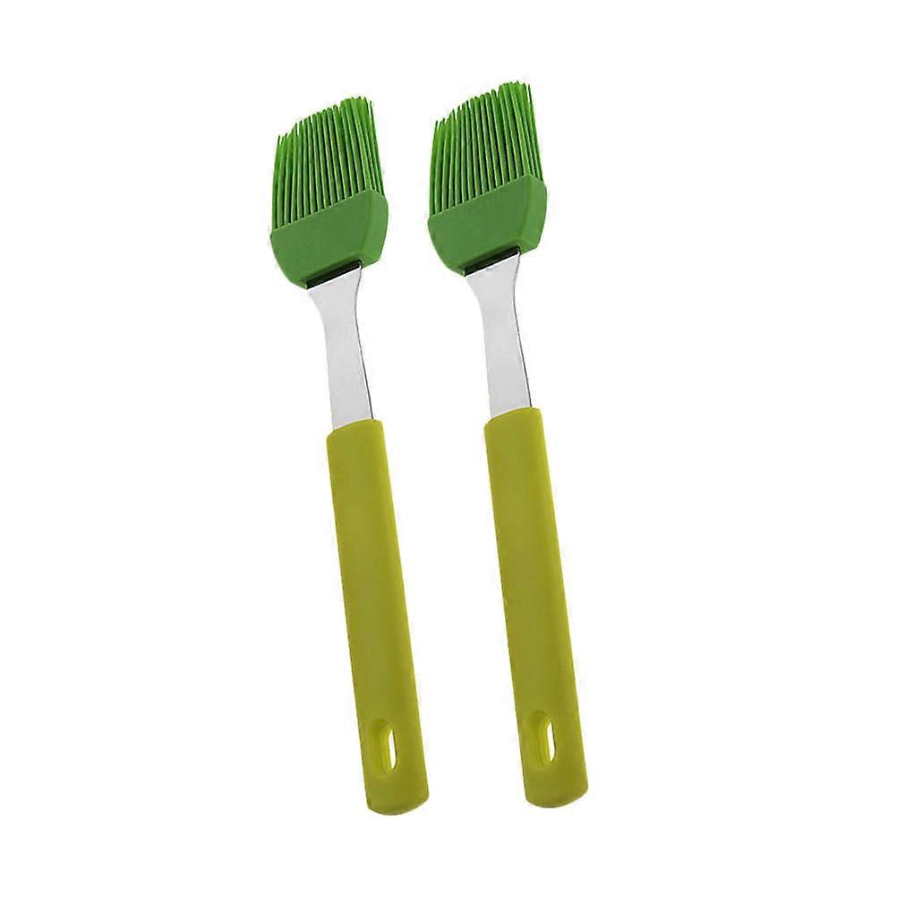 Butter Brush For Baking Barbecue Brush Heat Resistance Sauce Application Long Handle Light Green 21.8x3.5x0.8cm Silicone BBQ Supplies 2Pcs