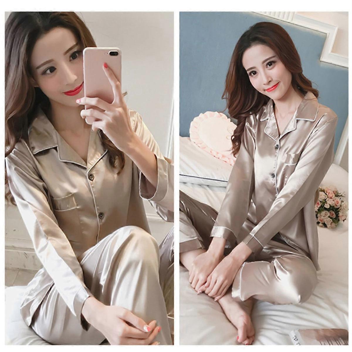 Lady's Pyjamas Sets Travel-Friendly Pajamas Set Convenient To Put On And Take Off Gold XXL 1Set