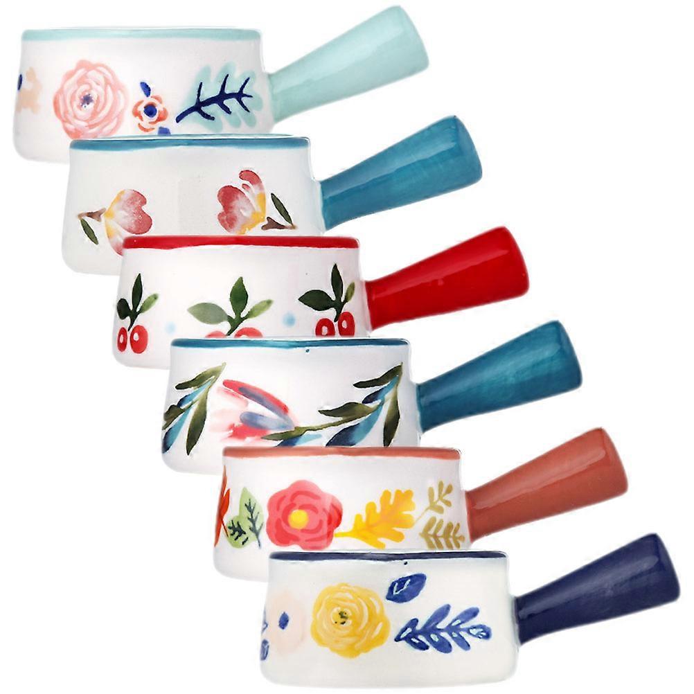 6pcs Ceramic Milk Jugs with Handle Multi Use Creamer Pitchers for Coffee, Syrup & Sauces Japanese Style Cups for Kitchen & Dining