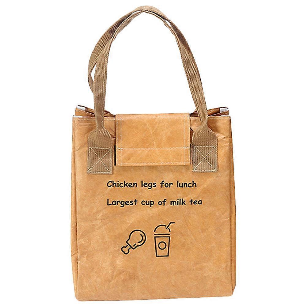 Large Lunch Box Bag Insulation Kraft Paper Bento Case Folding 23x20cm Sealable 1Pack