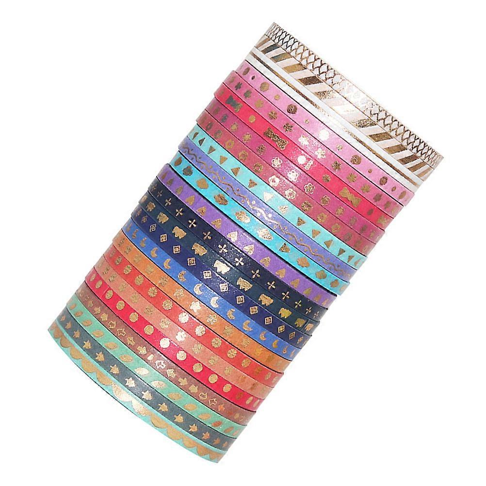 Colored Rolls Tapes Washi Paper Tape Decoration 500x0.3cm Creative Design 24Pcs Box