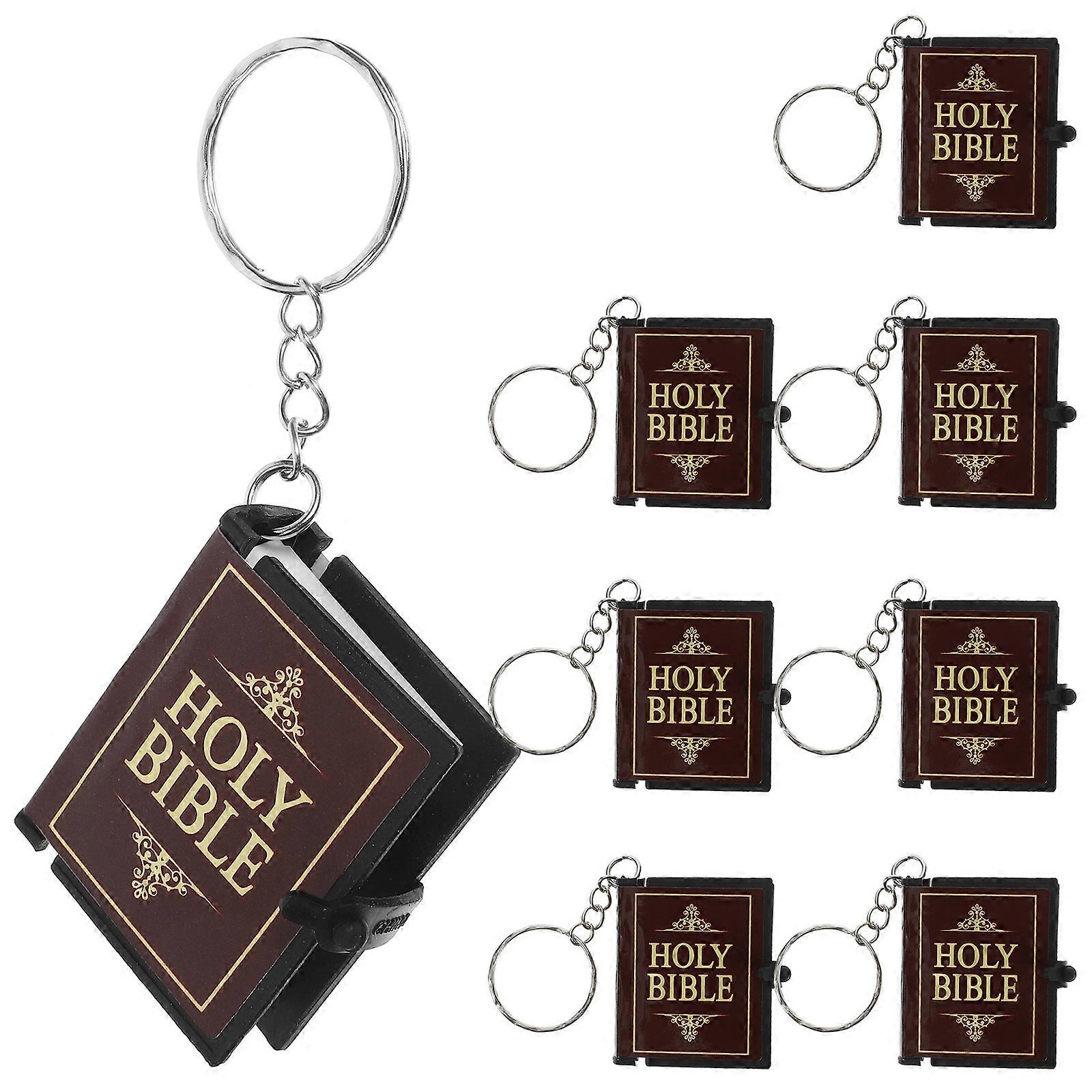 8個の聖書をテーマにしたキーホルダーバッグ、車、財布、携帯電話用の宗教装飾アクセサリー – 男性と女性のためのスタイリッシュなクリスチャンギフト