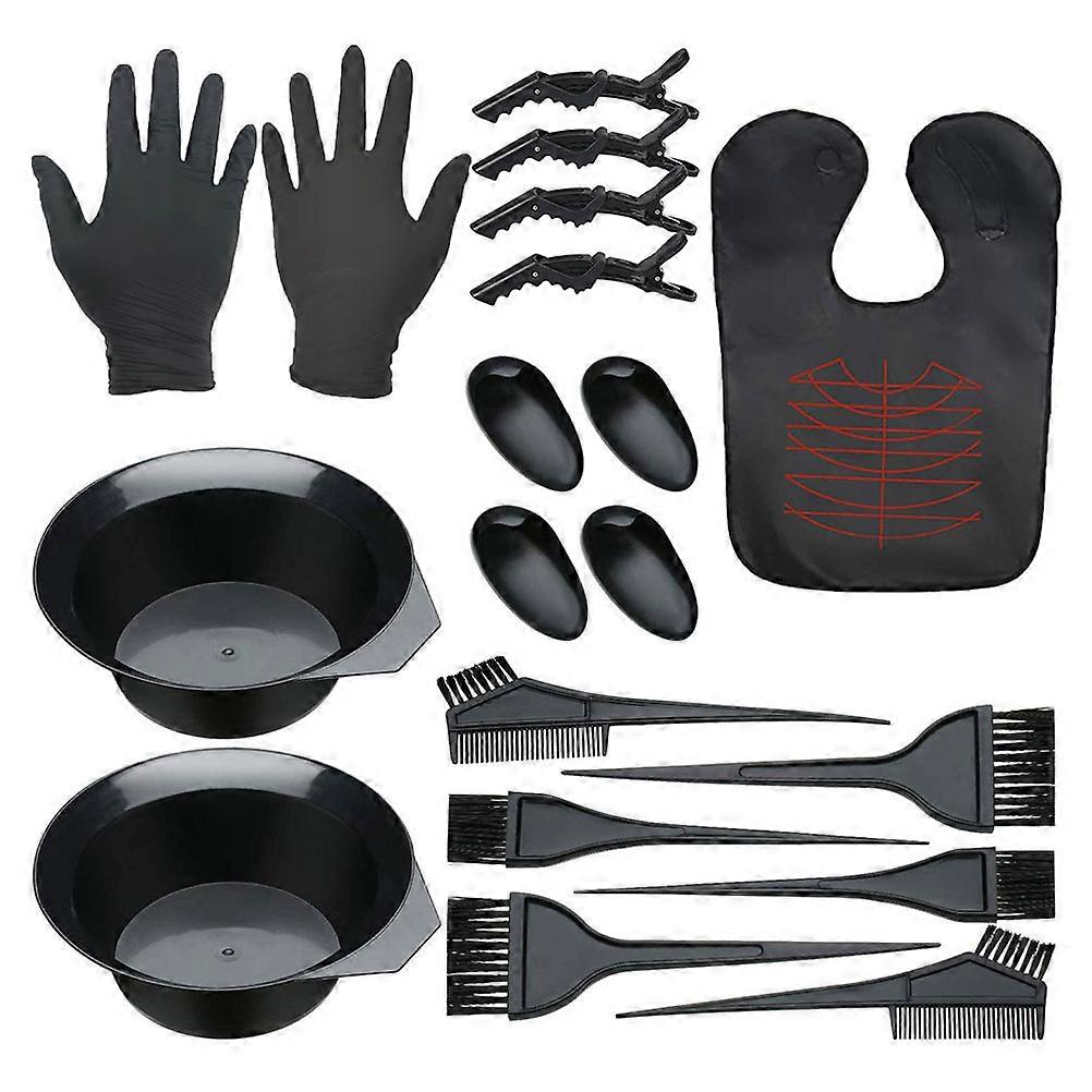 DIY Hair Coloring Set with 19 Pieces including Brush Bowl Cape for Neat Easy Use Black