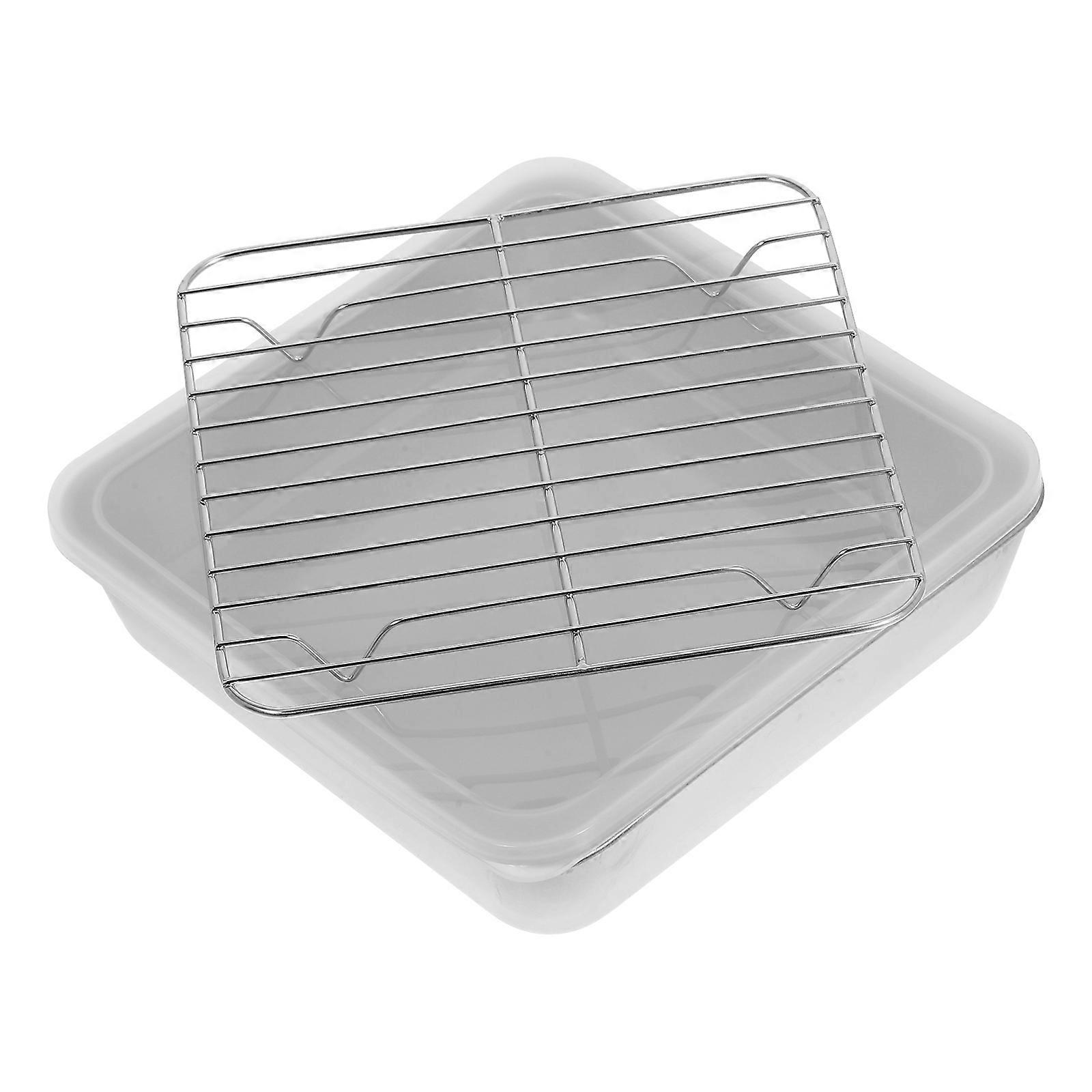 Stainless Steel Roasting Pan with Lid & Rack Versatile BBQ Grill Basket for Meat, Vegetables, Efficient Oven Cooking & Baking