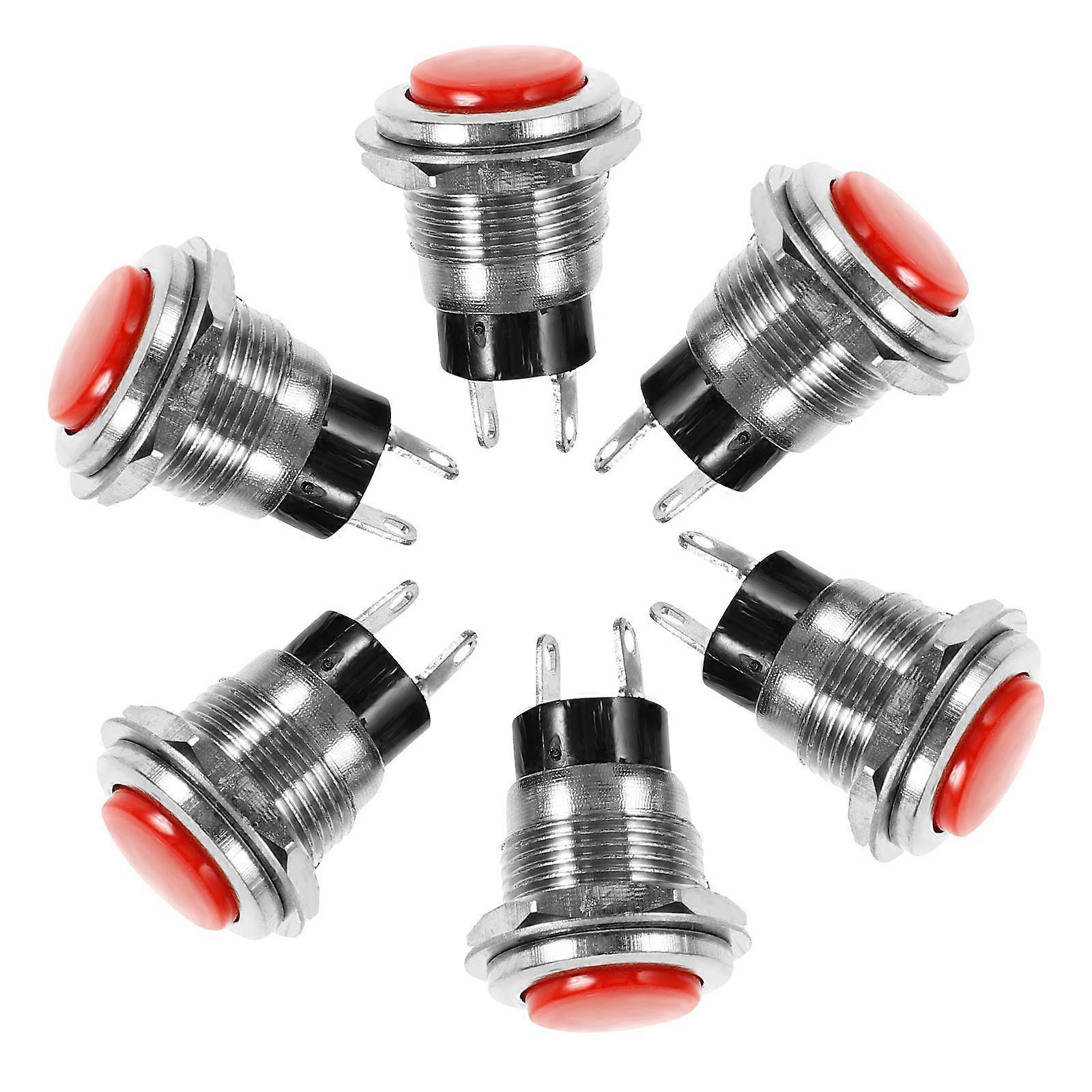 Momentary Button Switch Zinc Alloy Compact Doorbell 2Pin 6Pcs