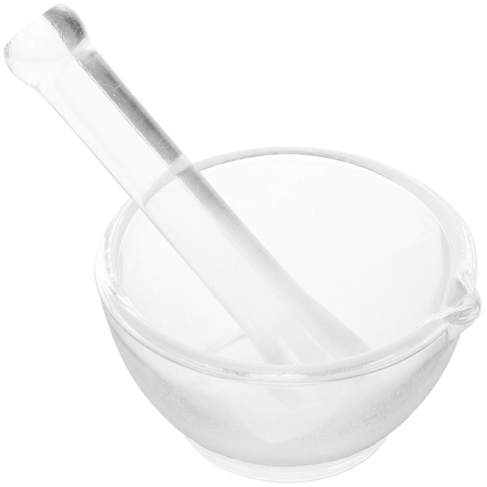 Glass Mortar and Pestle Bowl for Medicine Grinding, Spice Mixing, and Laboratory Use – Durable Crusher Tool for Pharmacy, Science Labs, and Seasoning