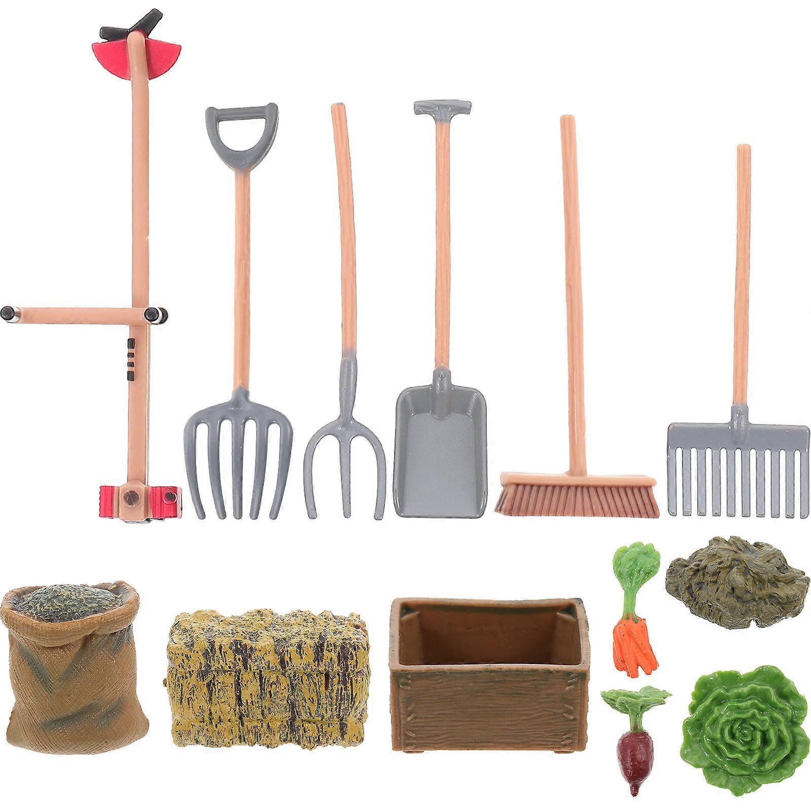 Miniature Farm Accessories Mini Garden Tool Storytelling Props Vivid And Realistic Models 13Pcs
