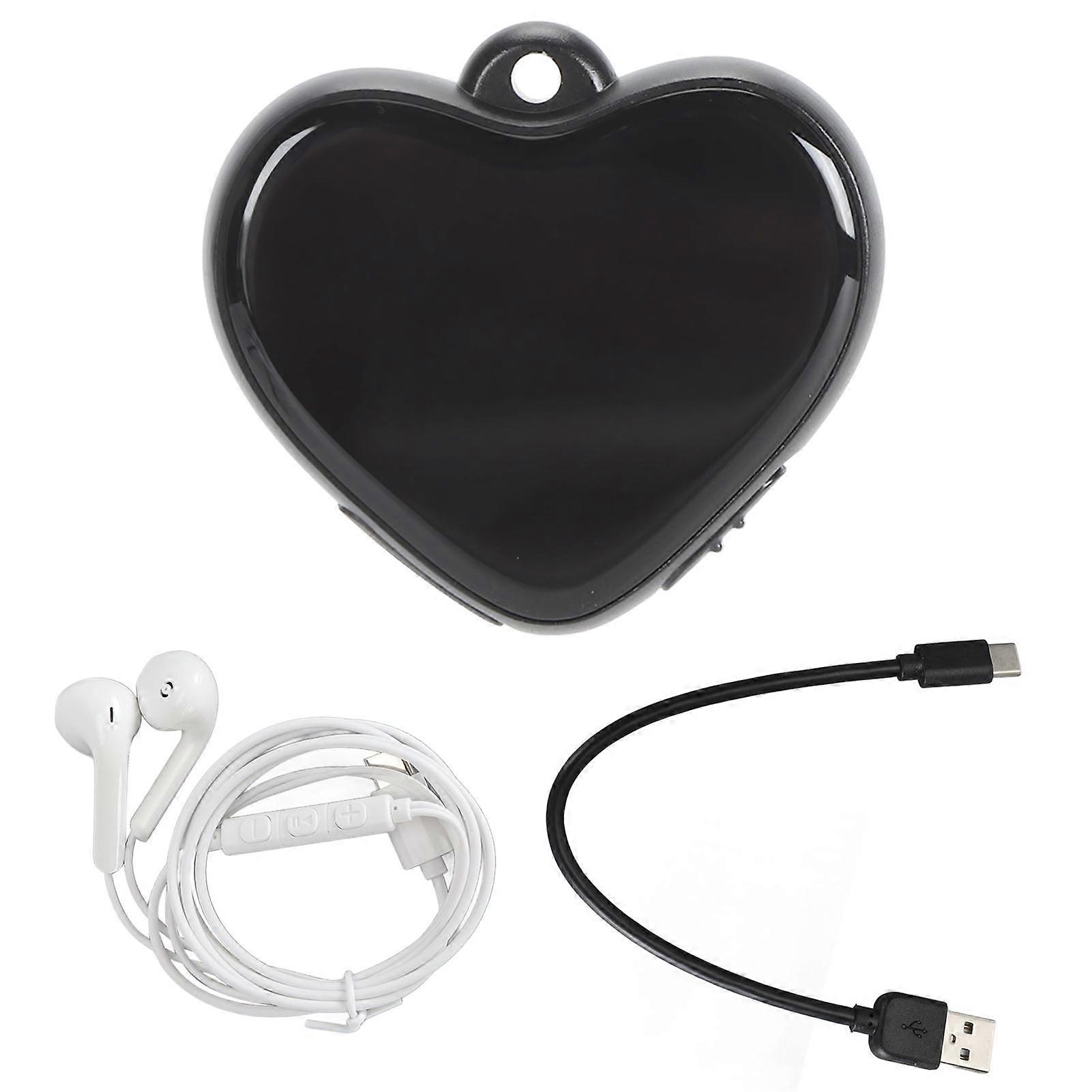 Mini enregistreur vocal à commande vocale, réduction du bruit HD, pendentif en forme de cœur, lecteur MP3, avec écouteurs, pour réunions, 16 Go