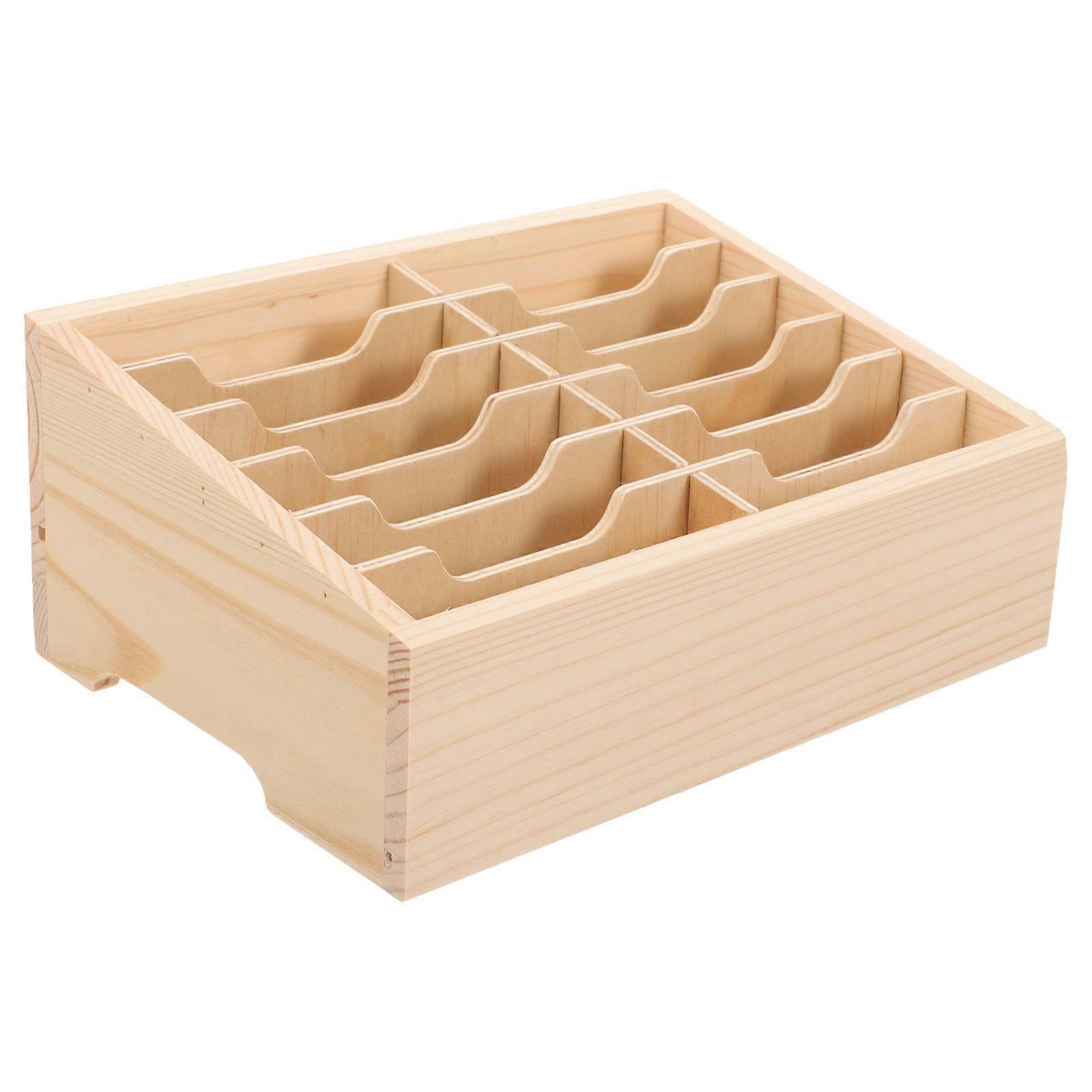 Desk Storage Box Multi-Grids Mobile Phone Management Display Case Simple Rustic Style 8.6CM Height 1Pcs