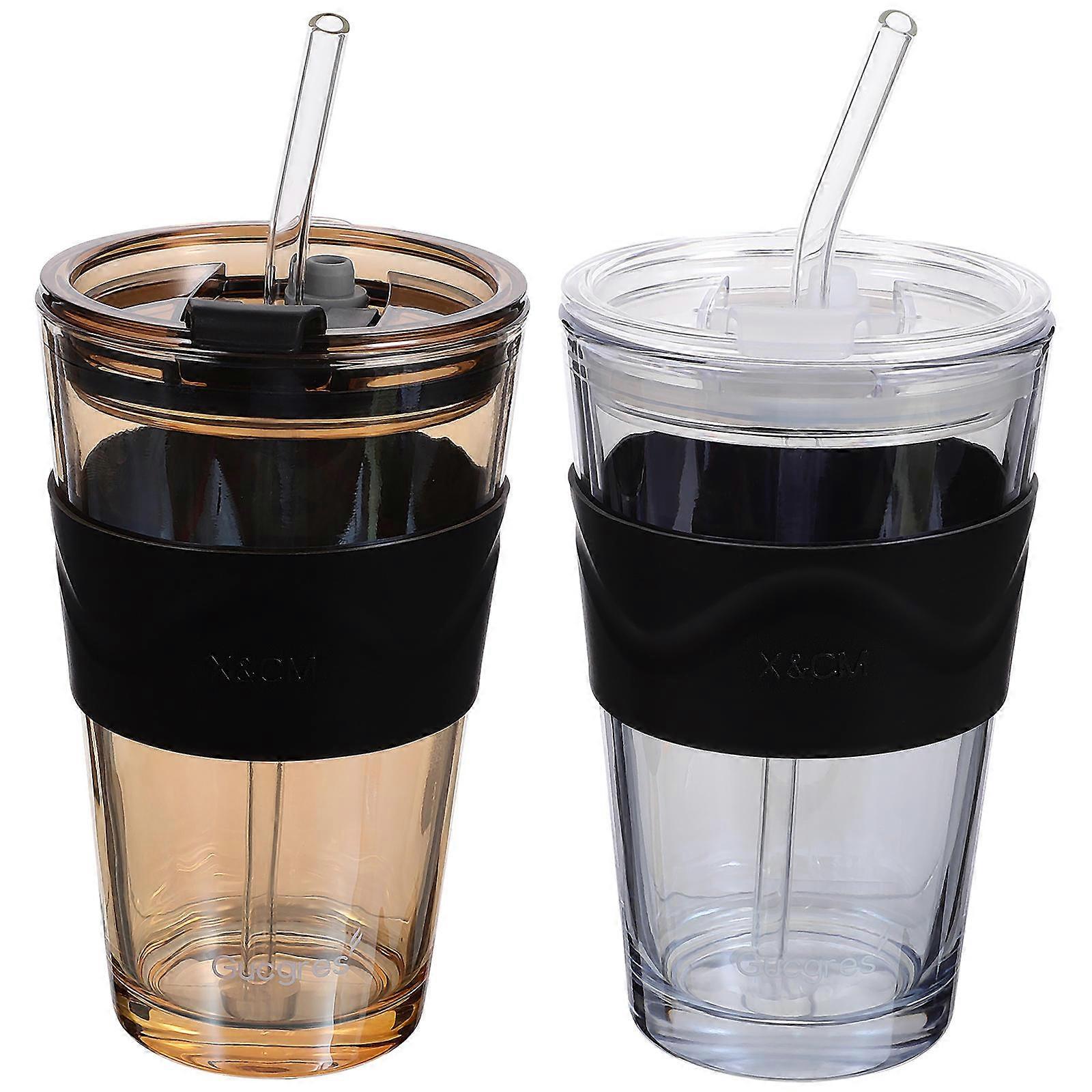 Cup With Lid Straw Tea Drinking Cup For Home Use Material Leak-Proof 2Pcs