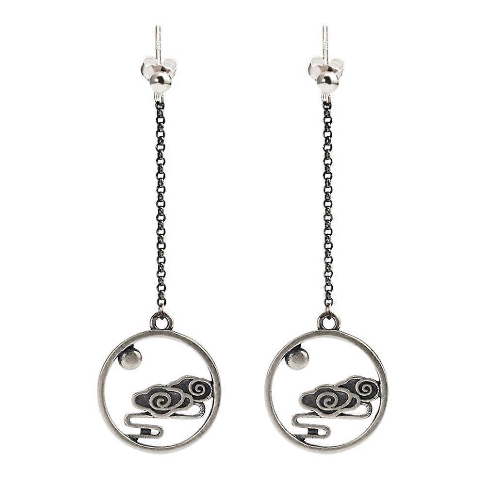 Tassel Dangle Drop Earrings Chinese Style Cloud Shape Silver For Women Party Wear 1 Pair