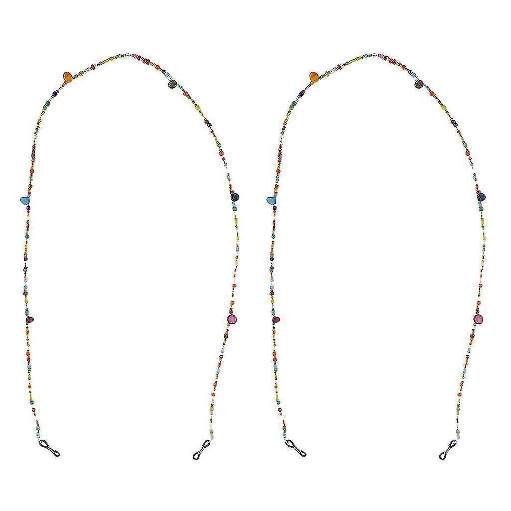 2pcs Colorful Acrylic Eyeglass Sunglasses Holder Necklace Cord Chain Strap