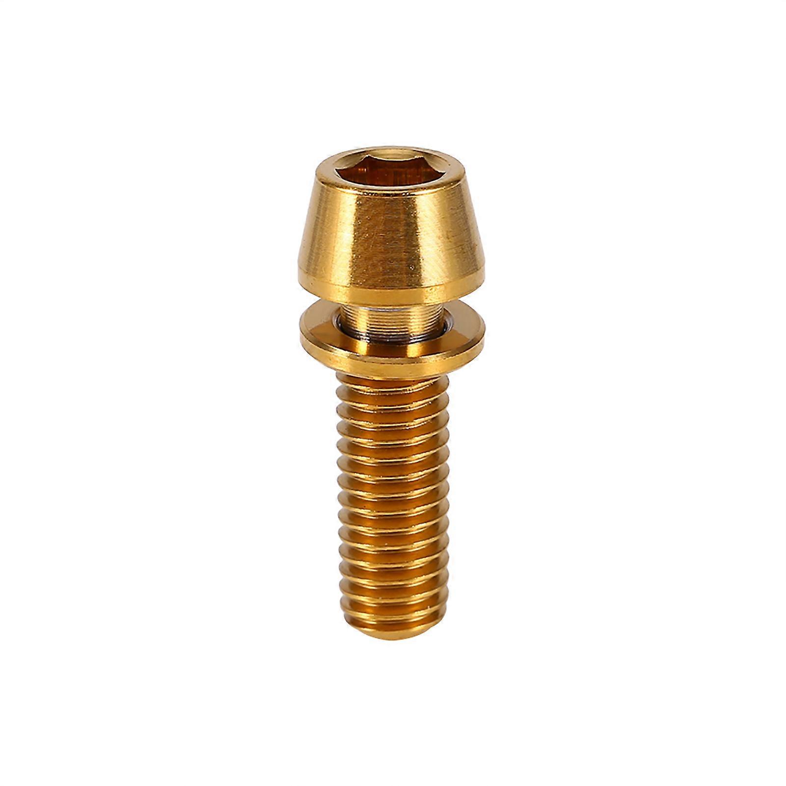 Titanium Alloy Tapered Bolt for Mountain Bike, with Washer (Gold)