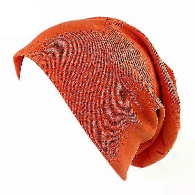 Dalga Kap Yün Unisex Bere Şapka Düz Jersey Slouchy Büyük Boy Kafatası Kap Pamuk Baggy Şapka Şeker Renk Kadınlar Için Erkekler Sıcak Şapkalar-Turuncu