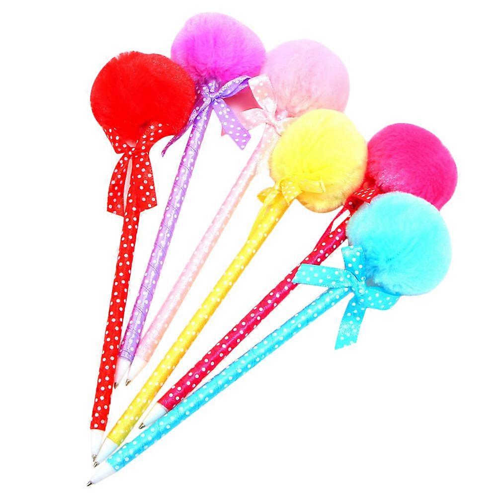 Colorful Pen Adorable Fluffy Pens Ribbon Marking Advertising Cylindrical Shape Plastic and Cloth Material 12Pack