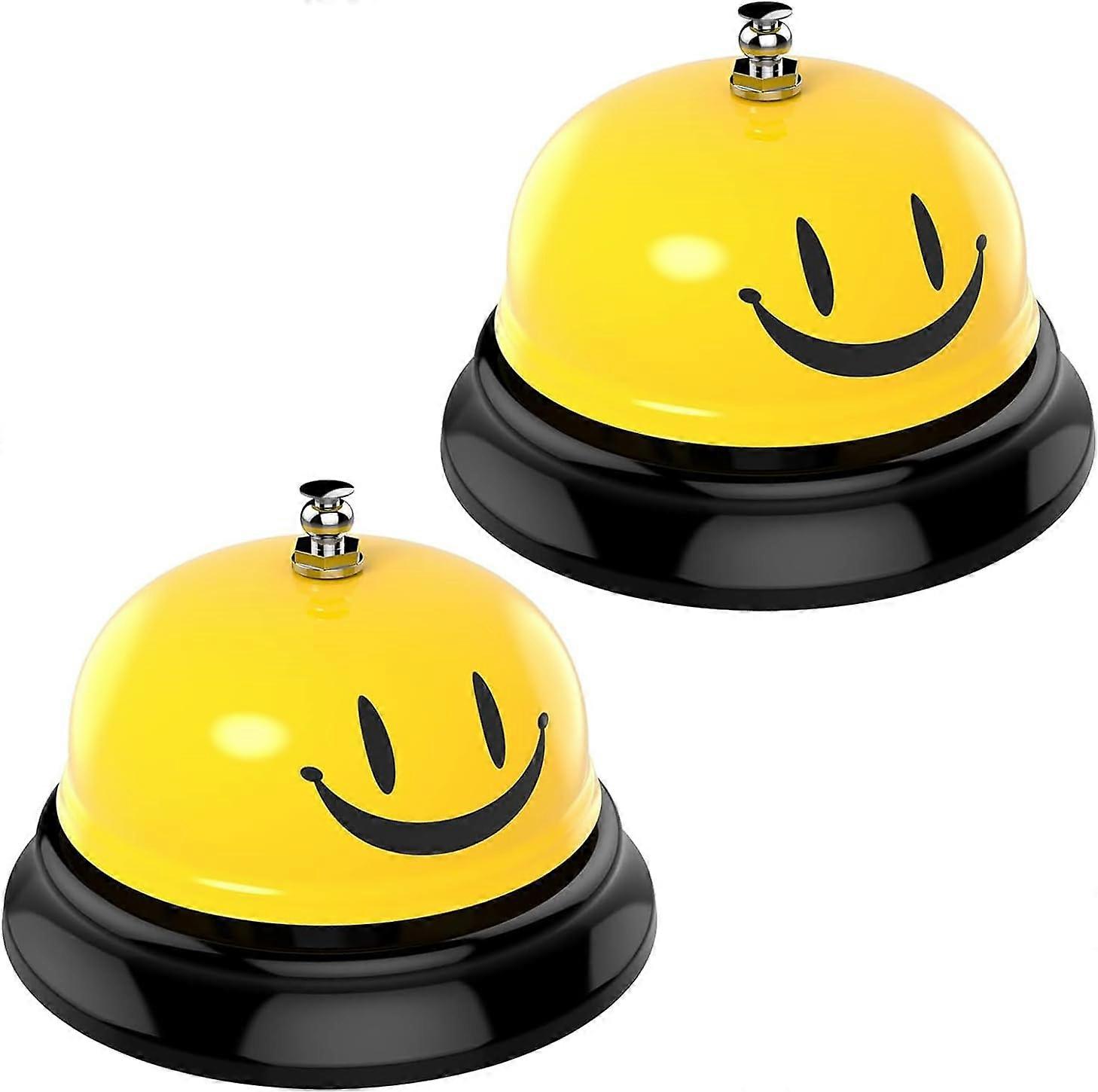 2 pcs desk service bell, reception bell, smiling reception bell, reception area bells, desk smiling face dinner bell, call bell