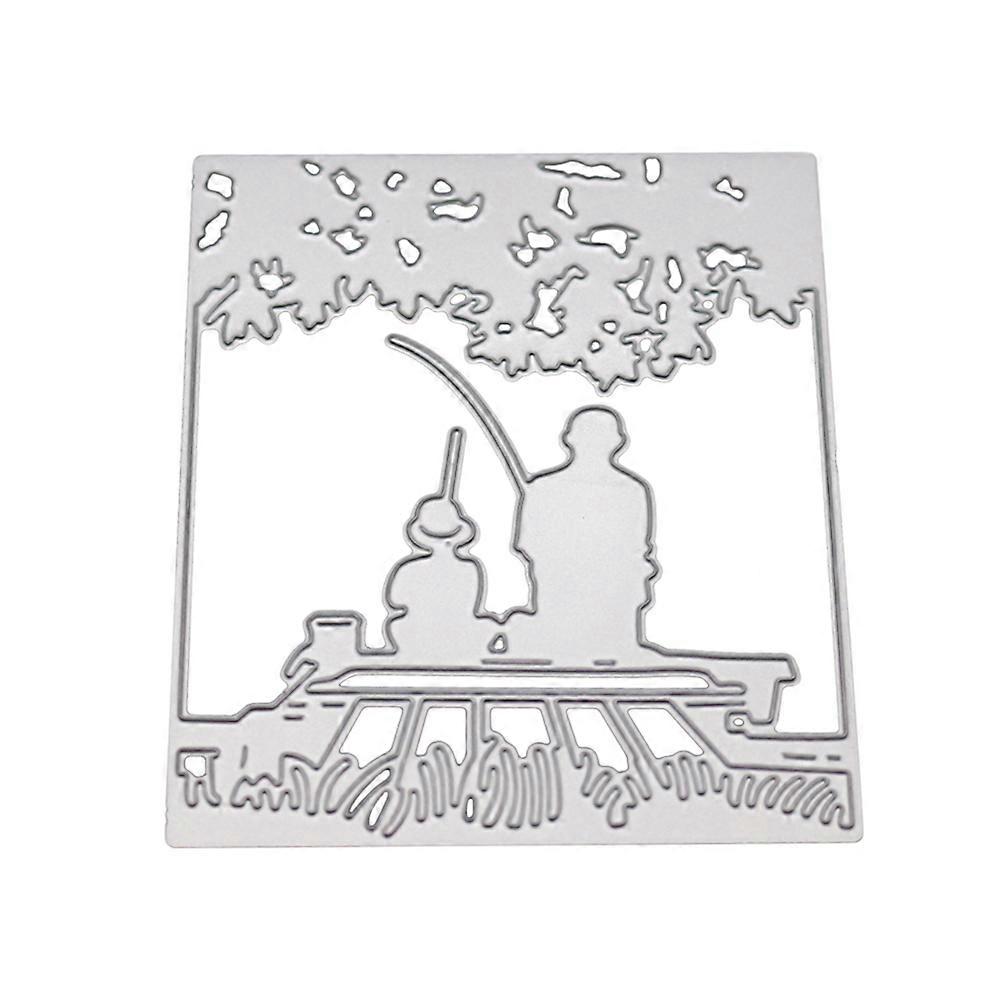 Fishing Dies Carbon Steel Embossing Stencil for Handmade Projects Family Time Artists 8.4x10x0.1cm 1Set