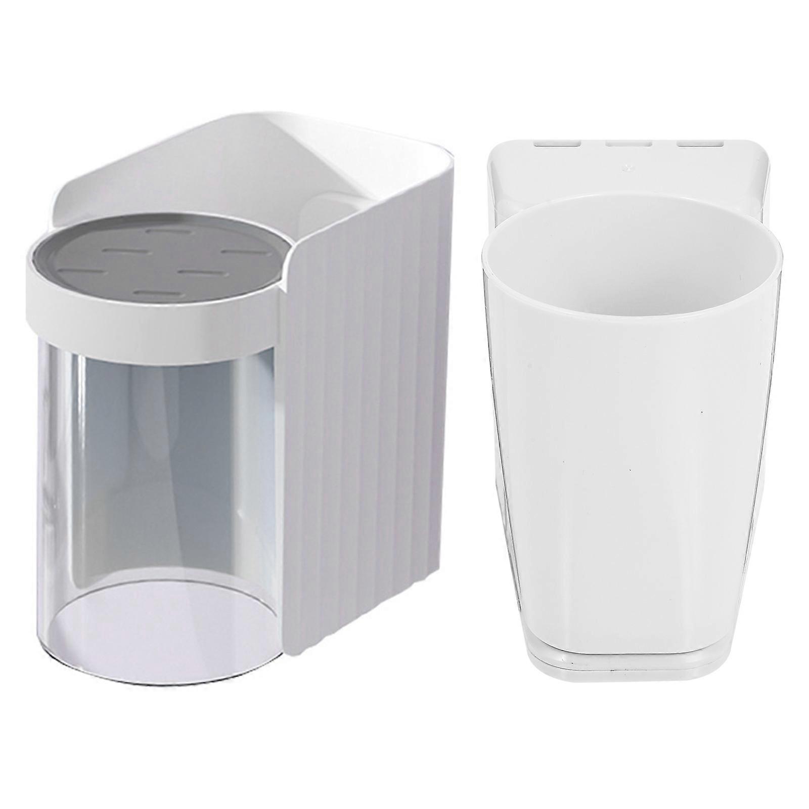 Mouthwash Cup Set Wall-mounted Space-saving Drip Dry Hygienic White 12X11.2X8.5CM 1Set
