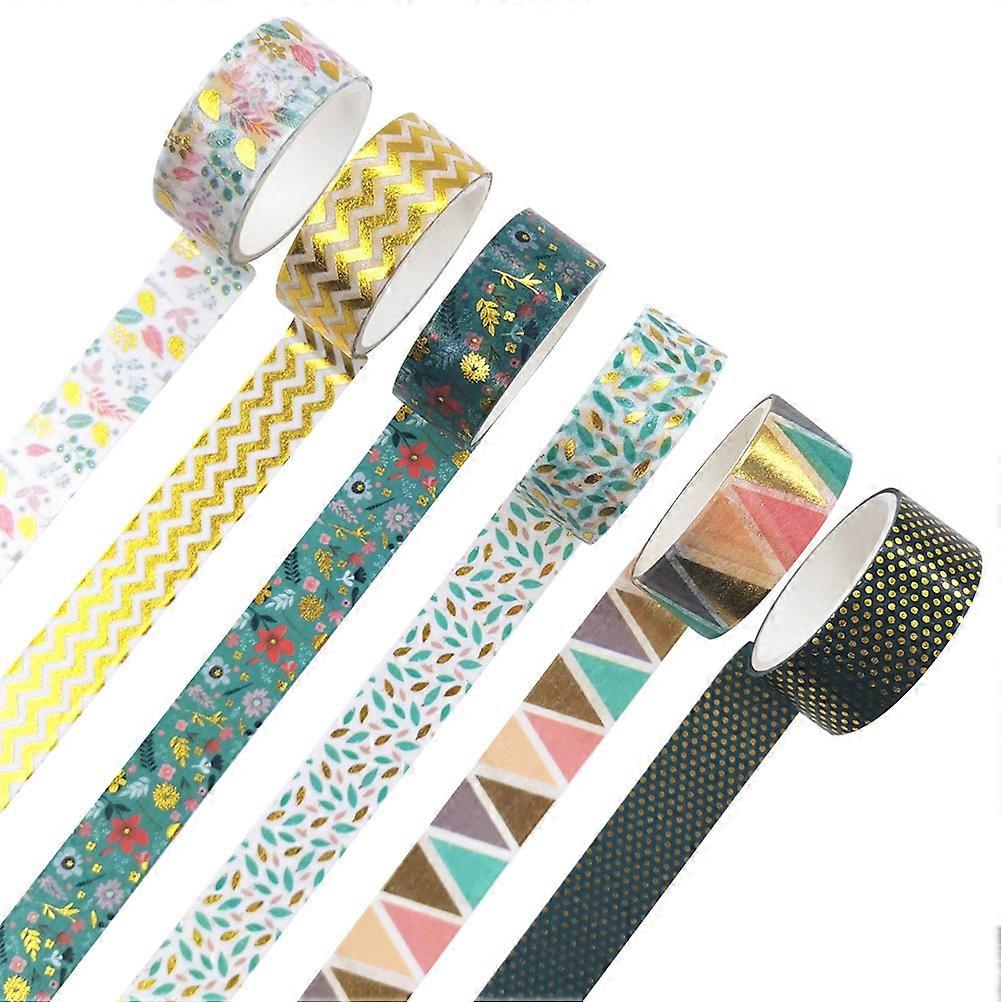 DIY Tapes Decorative Tapes for Daily Use Assorted Color 0.01X1.5X200CM Self-Adhesive 6 Rolls