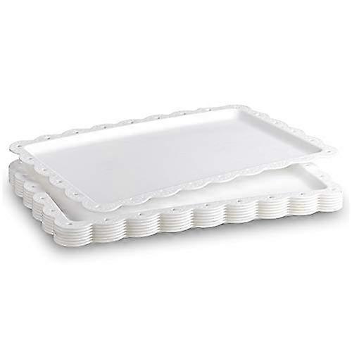 Serving Tray Rectangular Plastic With Rim 36.6 x 23 cm For Easy Serving White