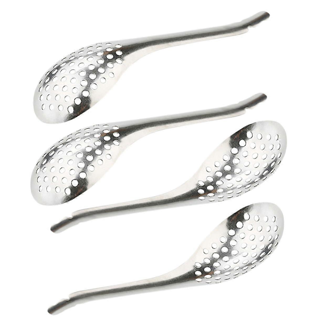 Caviar Strainer Spoon Set of 4 Stainless Steel Slotted Spoons for Ice Cream Coffee and Spherification Kitchen Use