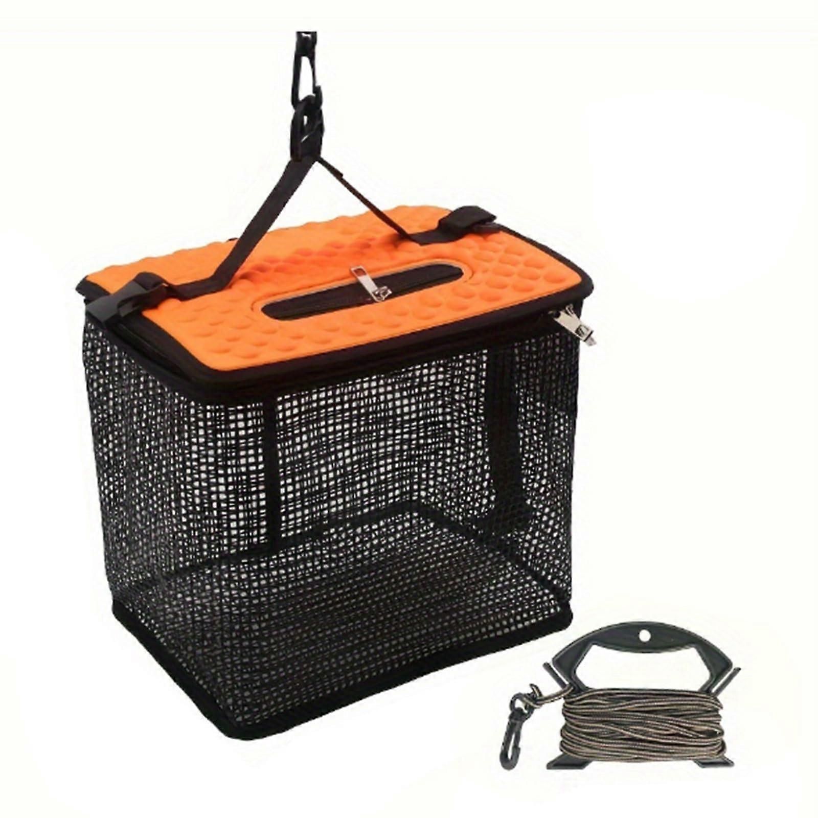 Floating Fish Basket For Captured Fish, Collapsible Fishing Net, Portable Angler Bucket, 40x29x31cm Storage Cage