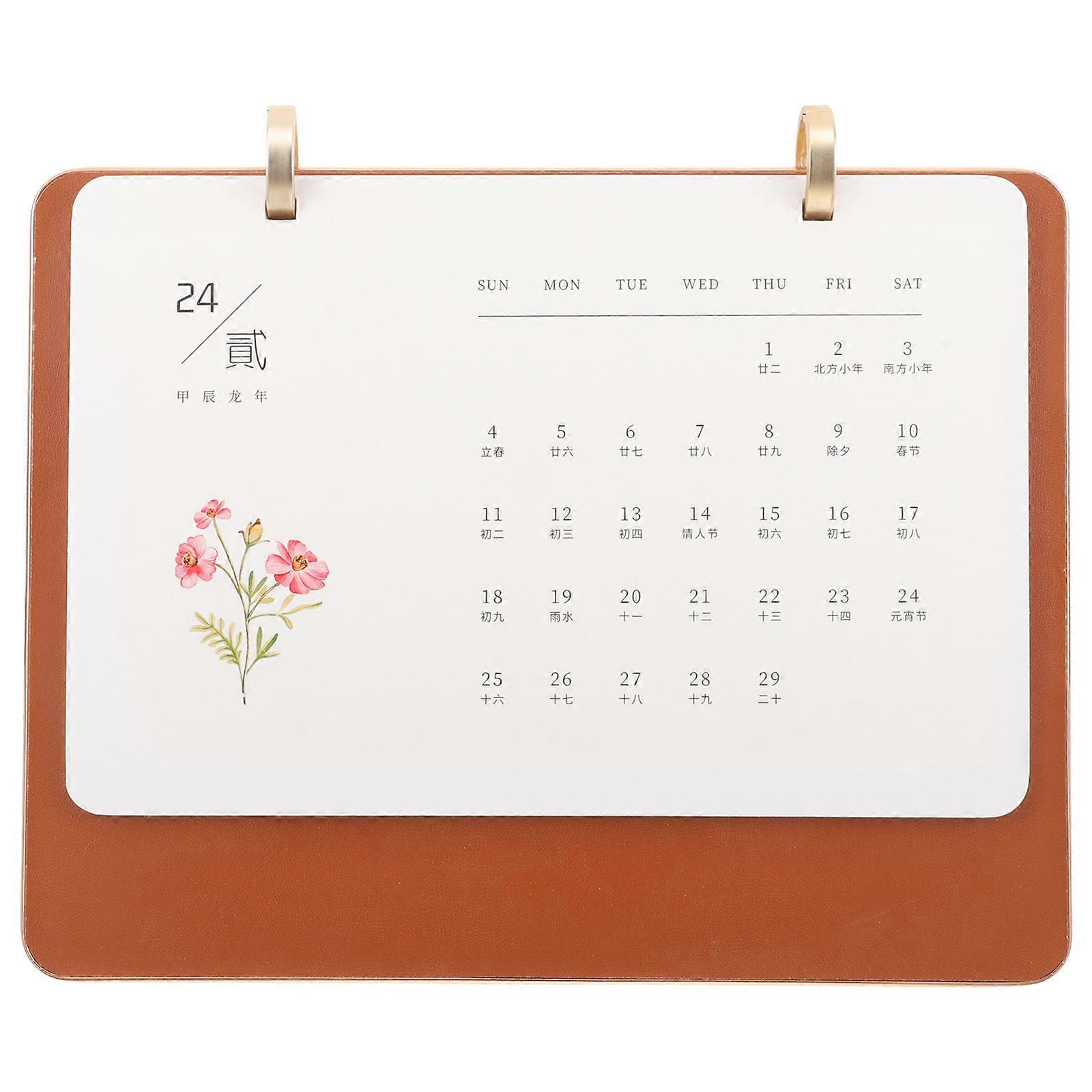 Chinese New Year Calendar Tabletop Calendar 2024 Desk Calendar Festive Style For Home 23x18cm Office Organizer 1Pack