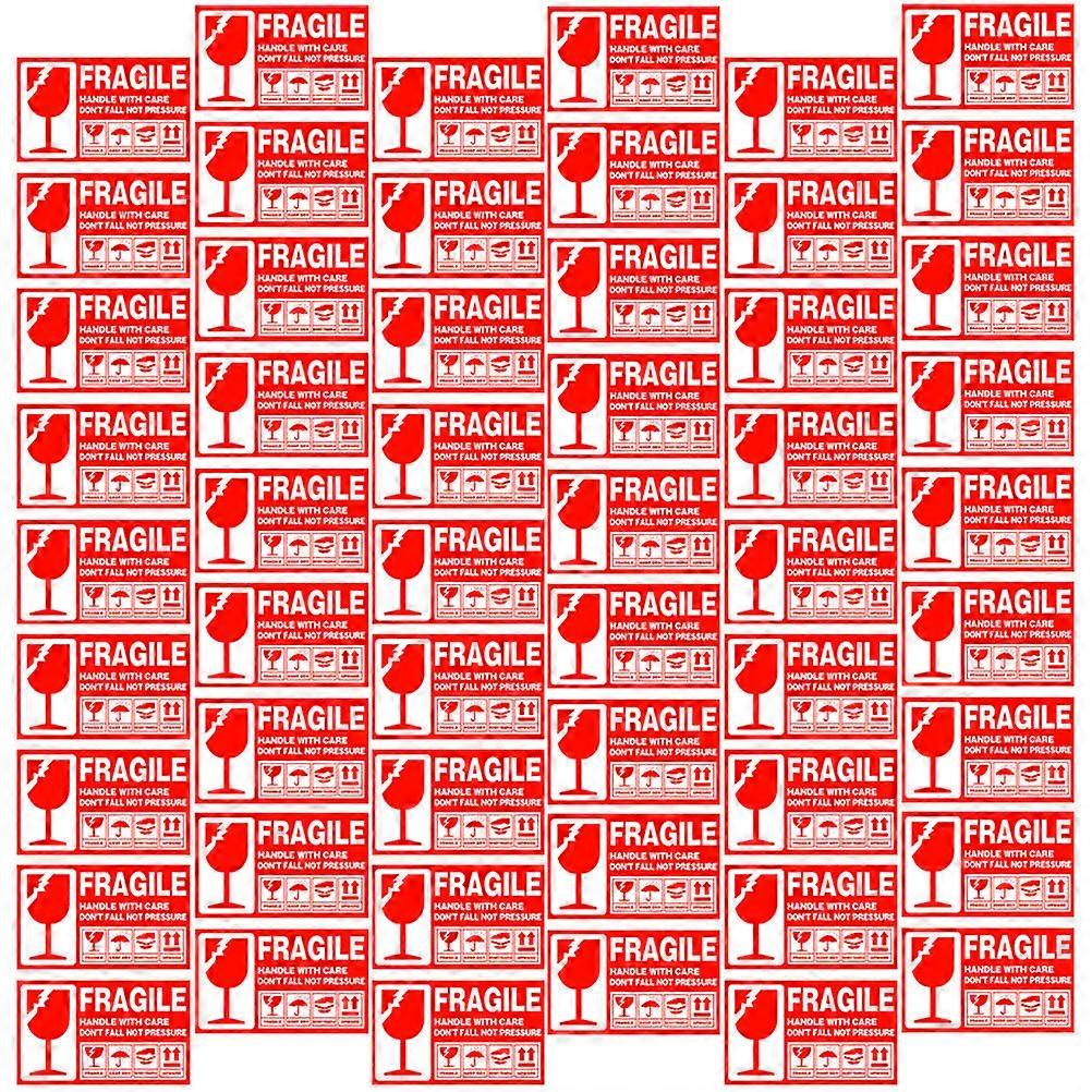 Packing Warning Stickers For Packaging 9.00X5.00CM Red Self-Adhesive 500Pack