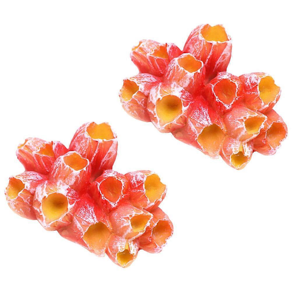 Fish Tank Decorative Ornaments Realistic Modeling Resin Coral Shape Home Decor 2Set