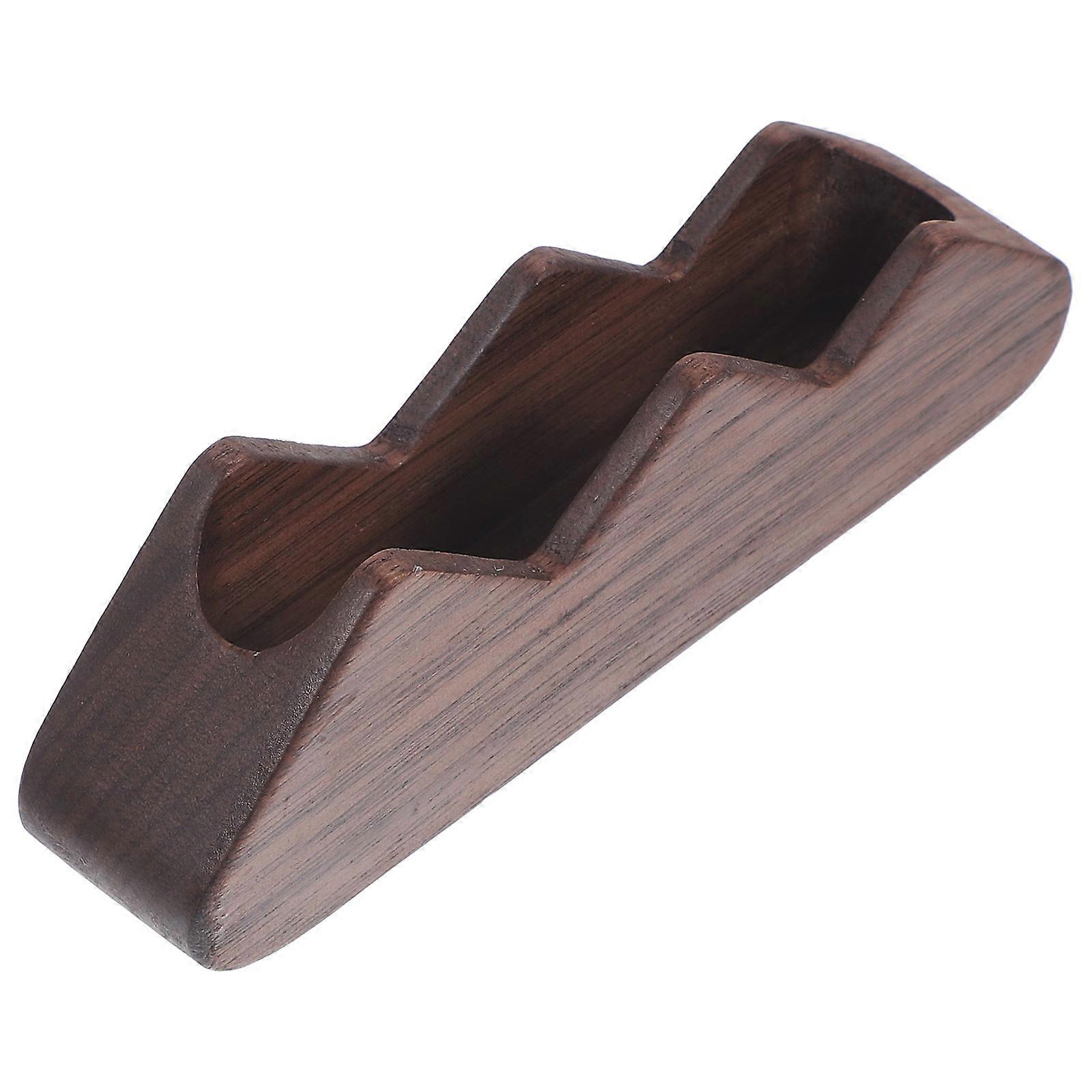 Card Holder Desk Name Card Organizer Conferences Rectangular Walnut Wood 1Pcs