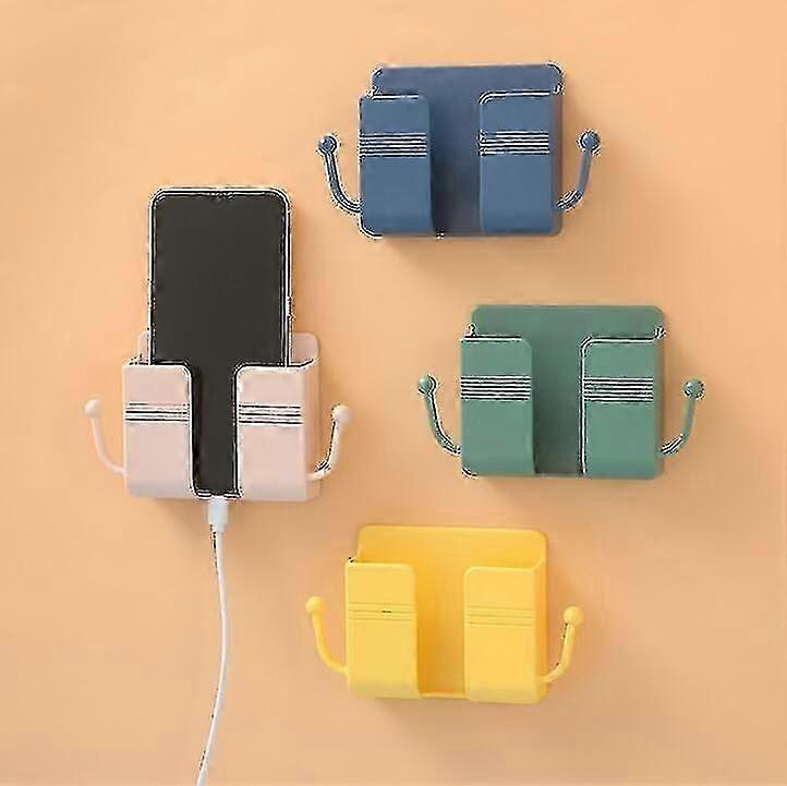 2pcs Wall Mounted Mobile Phone Holder Charging Stand Rack Shelf Self Adhesive Mounts