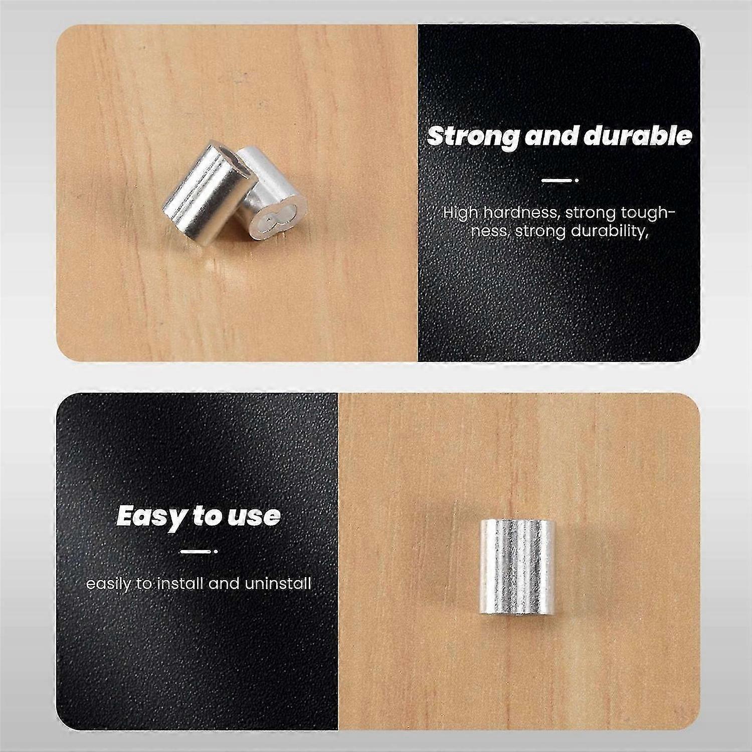 120x Aluminum Crimping Loop Sleeve for 2mm Diameter Wire Rope and Cable