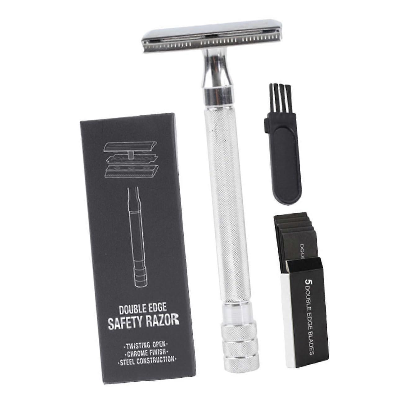 1 Set Manual Razor Double Edge Razor for Home Travel Hotels Razor Storage Box for Beard Mustache Care