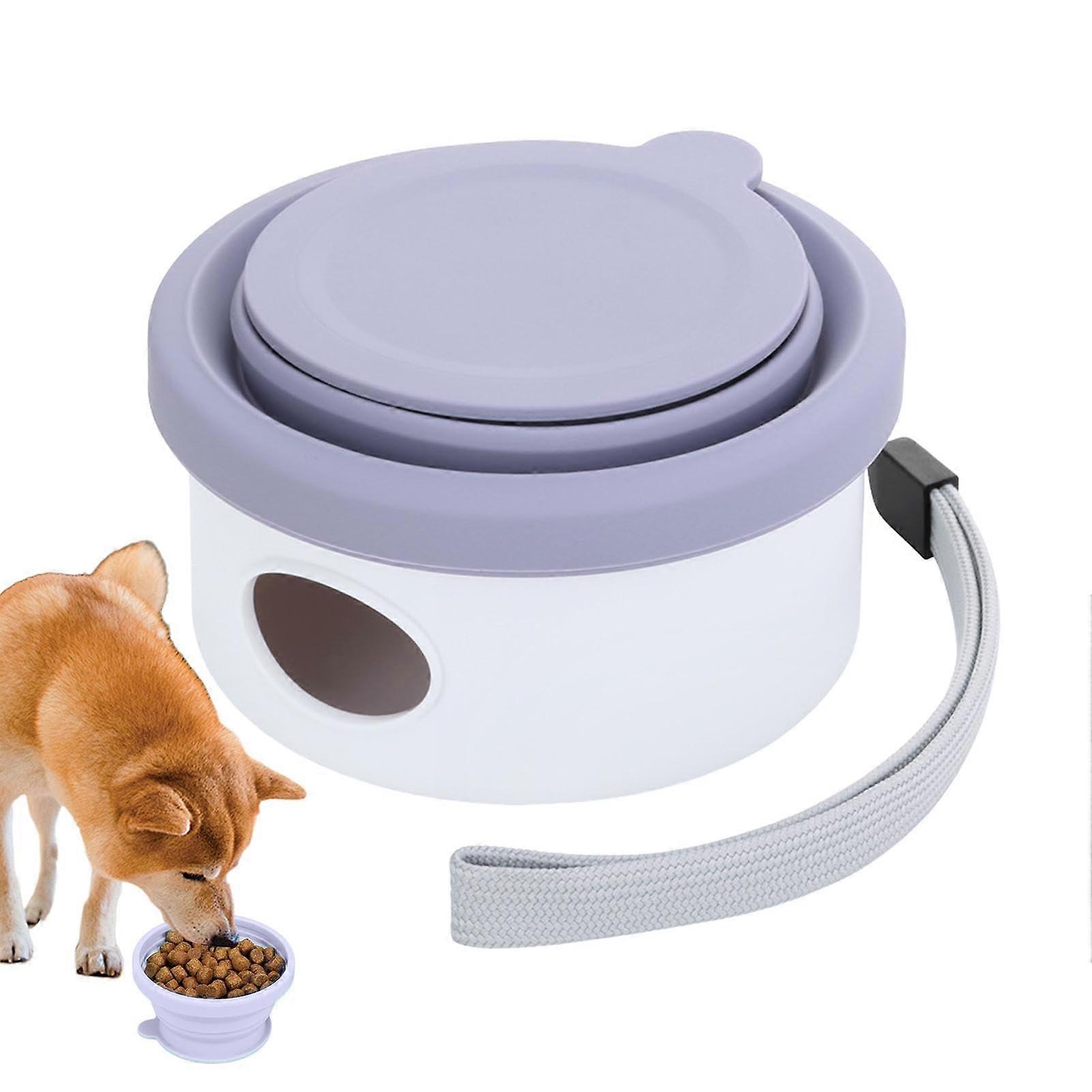 Dog bowl – Pet snack container with poop bag holder – Portable water bowl for pets, ideal for travel, hiking, camping