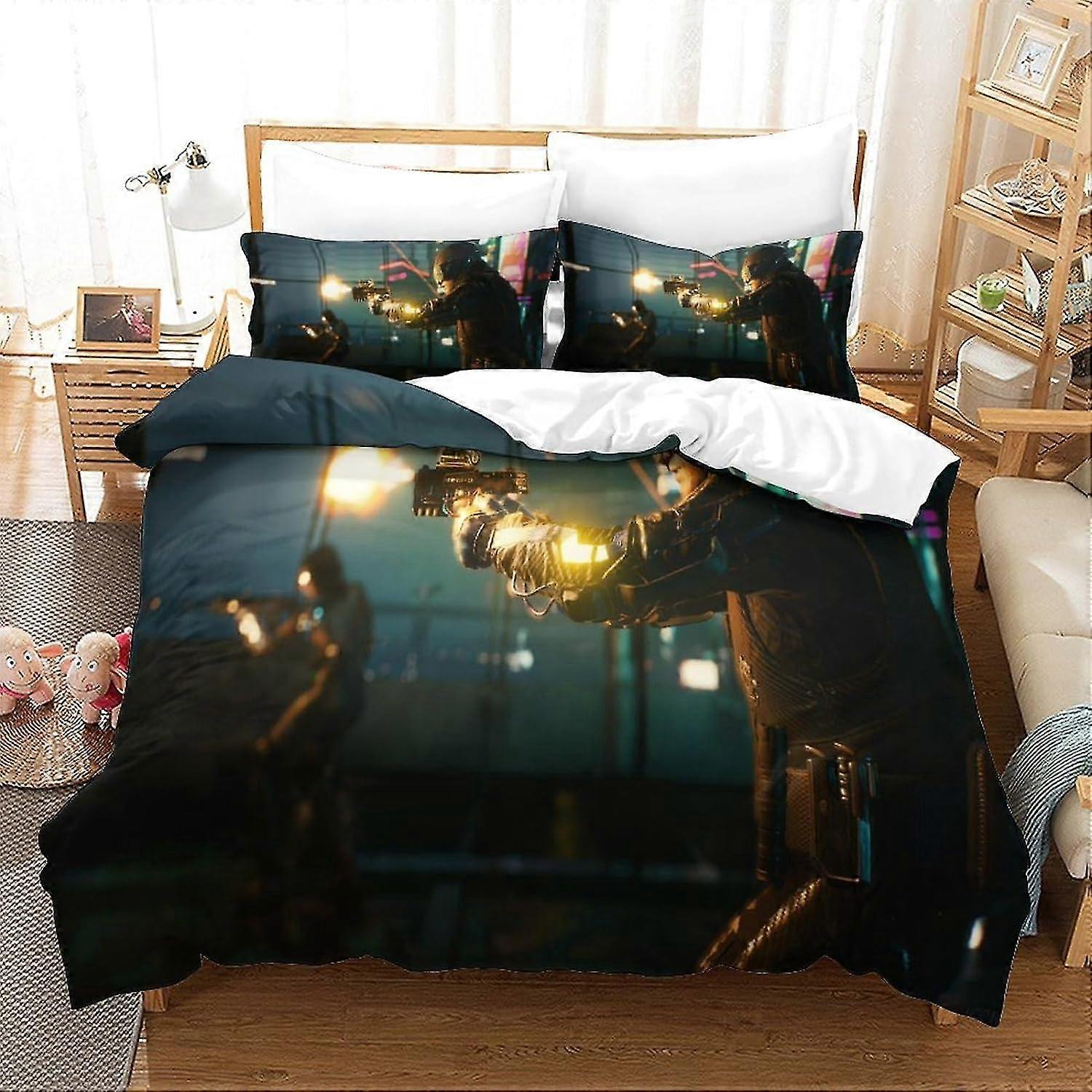 Children's Bedding Set with Sci-Fi Hero Design, 3D Printed Duvet Cover for Boys and Girls, Suitable for Cyberpunk Theme