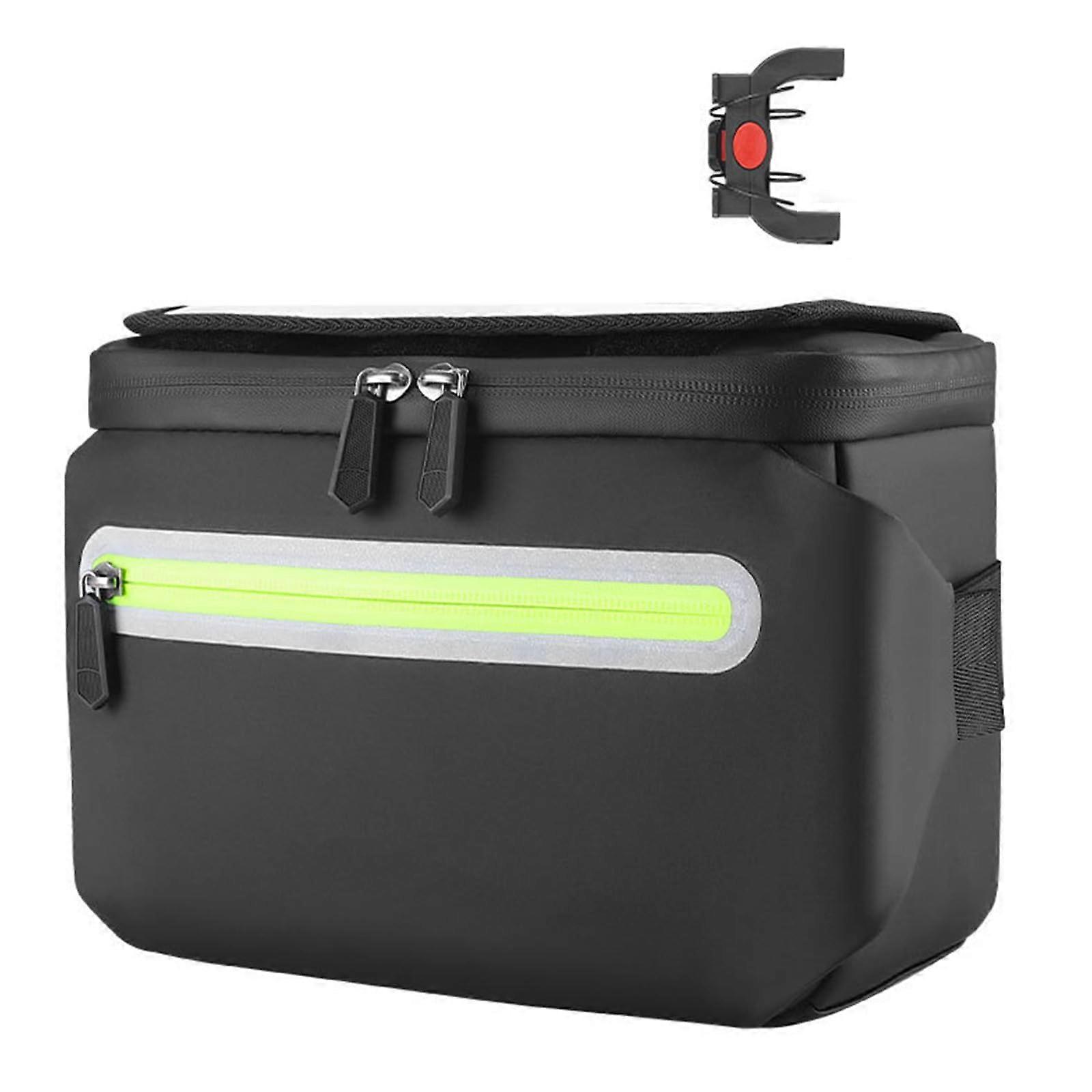 Bicycle Handlebar Bag With Shoulder Strap, Large Capacity, Front Storage, Touchscreen Pocket, Black