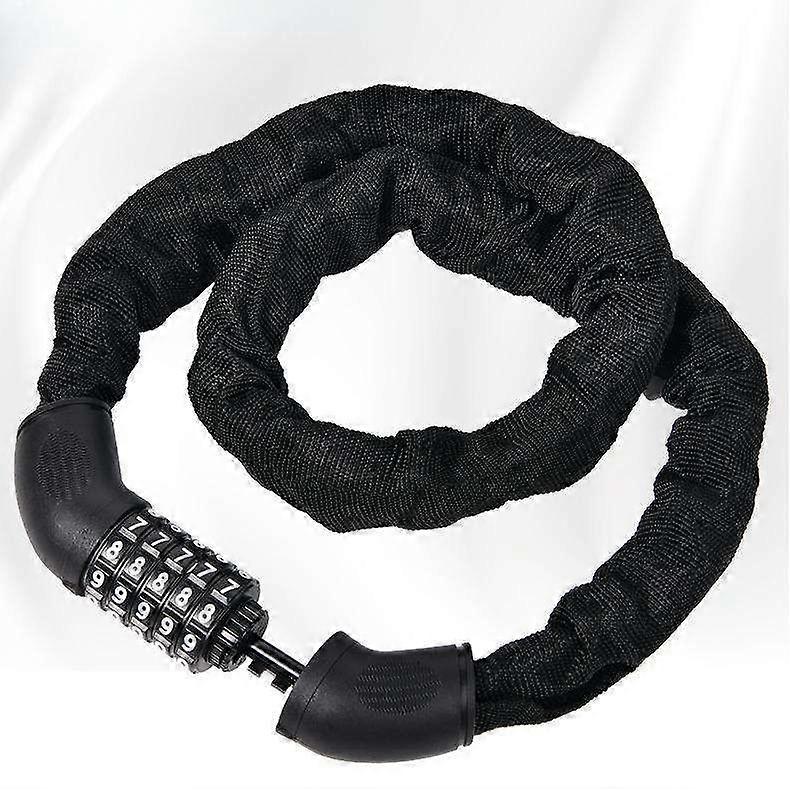 5-digit bicycle lock with curved handle and sturdy 110 cm chain, provides robust security and flexibility. Perfect for reliable bicycle.