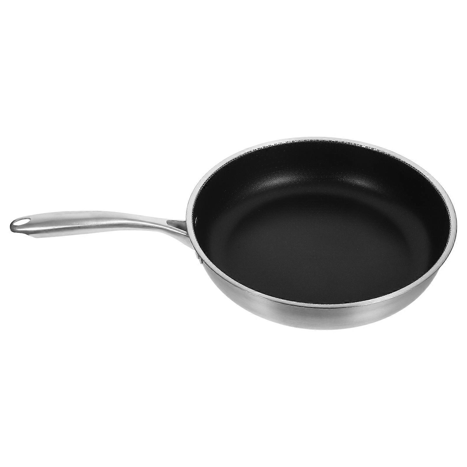 Stainless Steel Non Stick Frying Pan with Flat Bottom, Honeycomb Surface, Ergonomic Handle, Suitable for All Stovetops and Outdoor Cooking